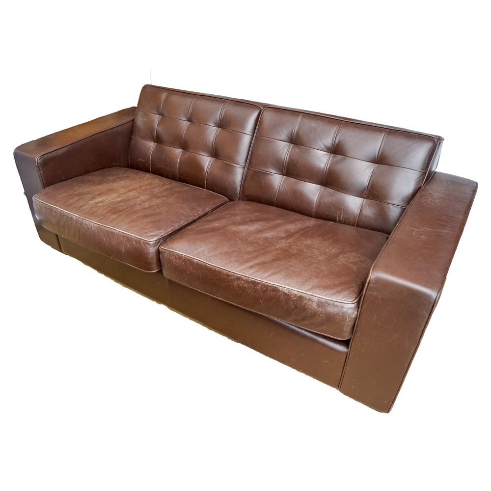 Modernist Style "Stone Creek Classic" Brown Leather Sofa by Moroni
