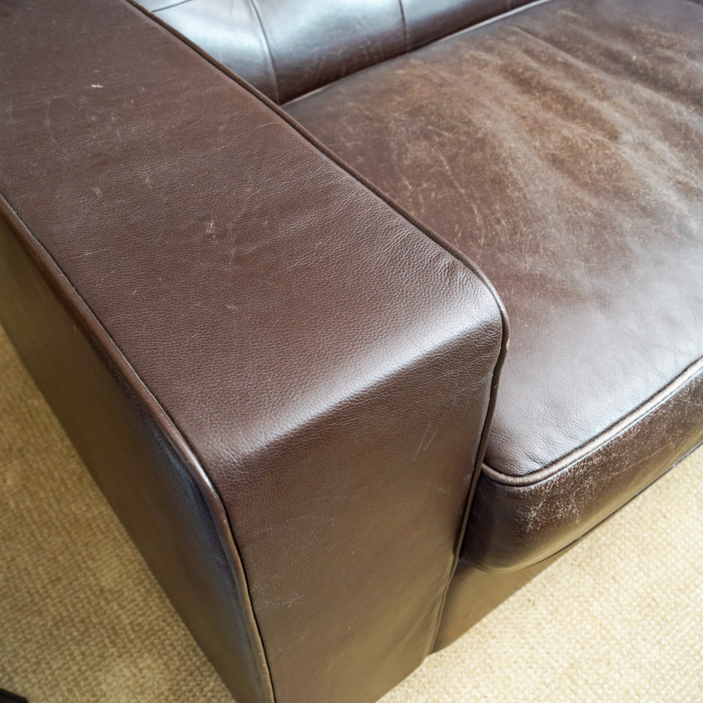 Modernist Style "Stone Creek Classic" Brown Leather Sofa by Moroni