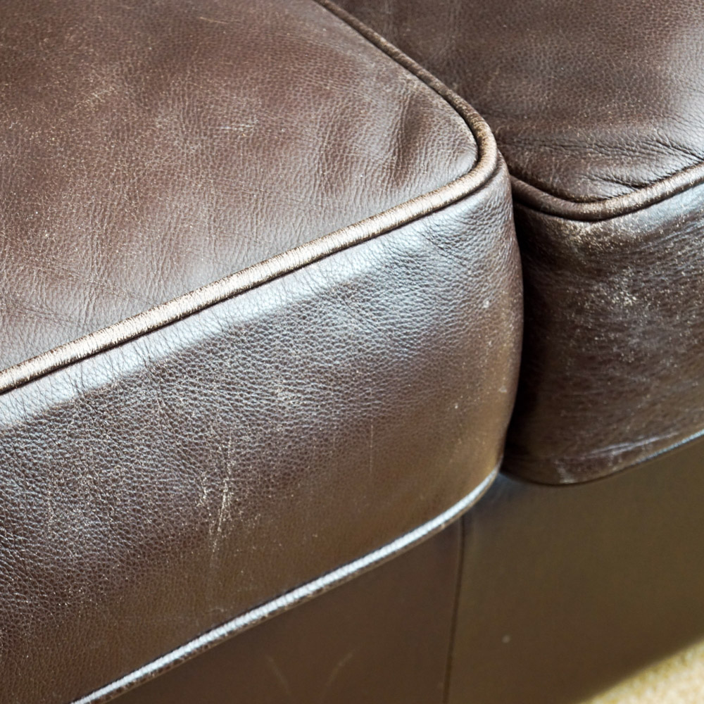 Modernist Style "Stone Creek Classic" Brown Leather Sofa by Moroni