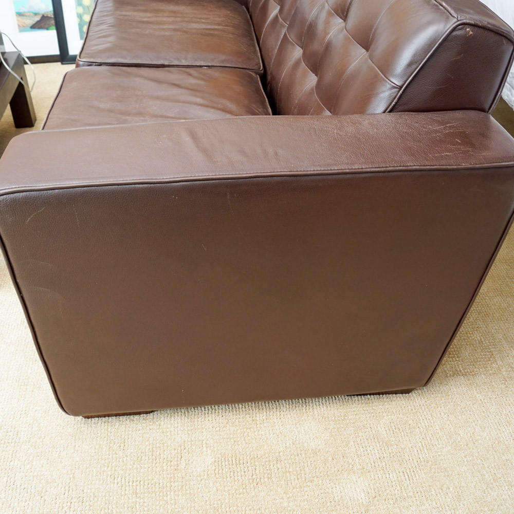 Modernist Style "Stone Creek Classic" Brown Leather Sofa by Moroni