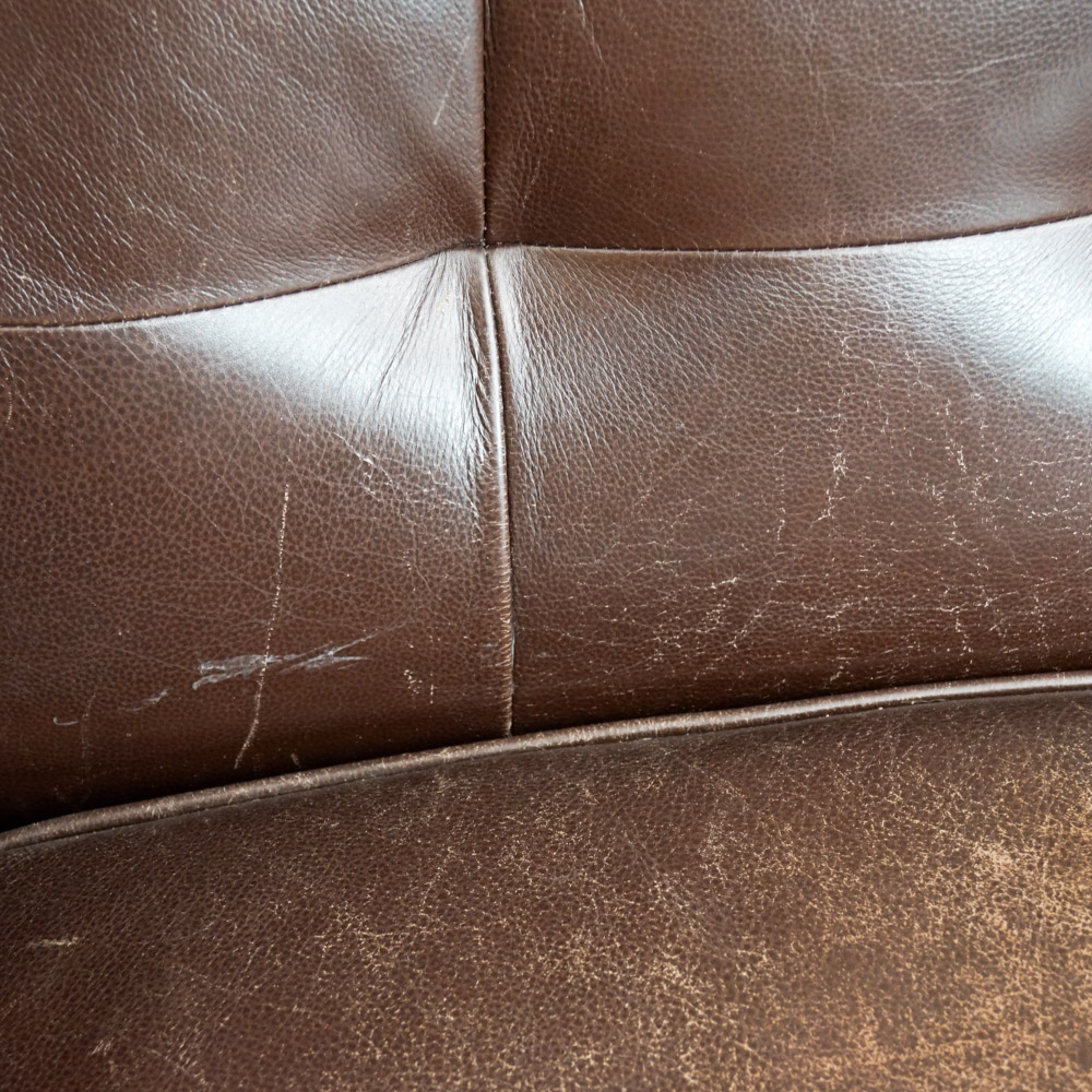 Modernist Style "Stone Creek Classic" Brown Leather Sofa by Moroni