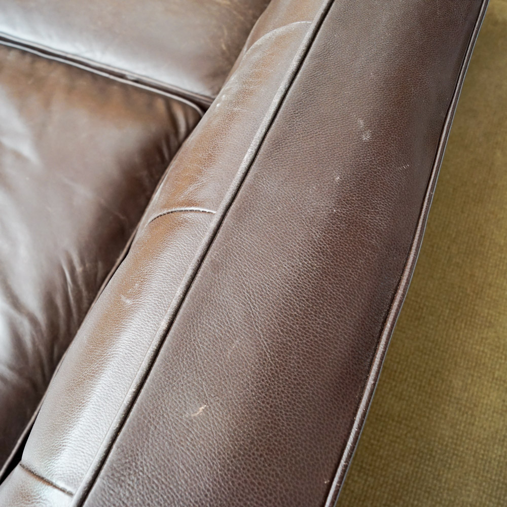 Modernist Style "Stone Creek Classic" Brown Leather Sofa by Moroni