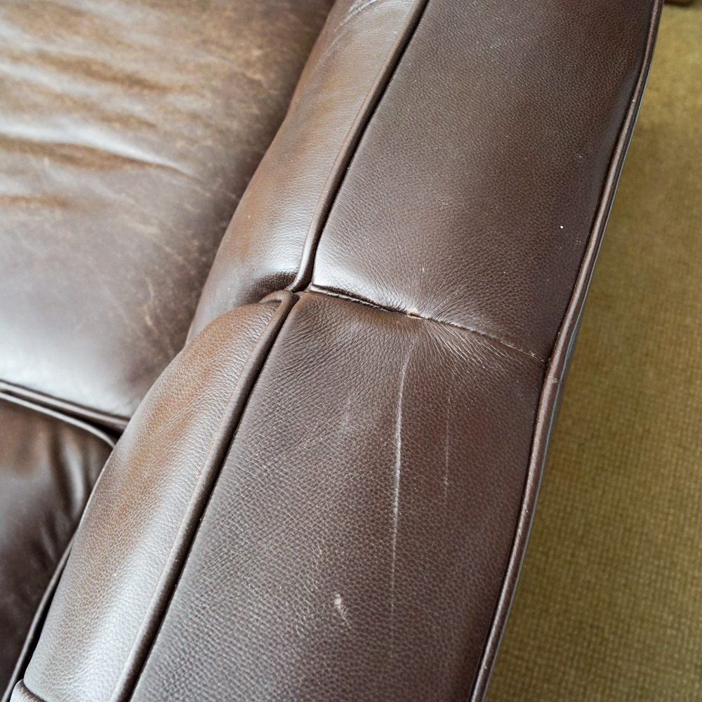 Modernist Style "Stone Creek Classic" Brown Leather Sofa by Moroni