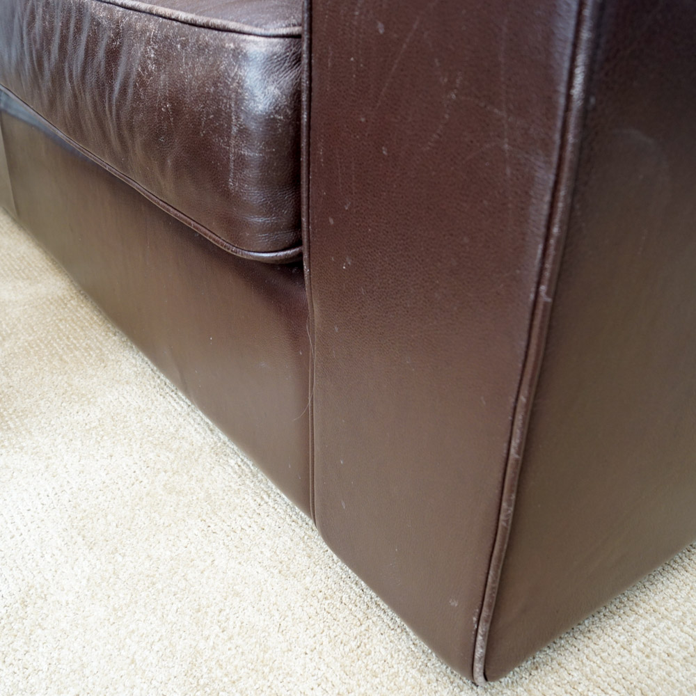 Modernist Style "Stone Creek Classic" Brown Leather Sofa by Moroni