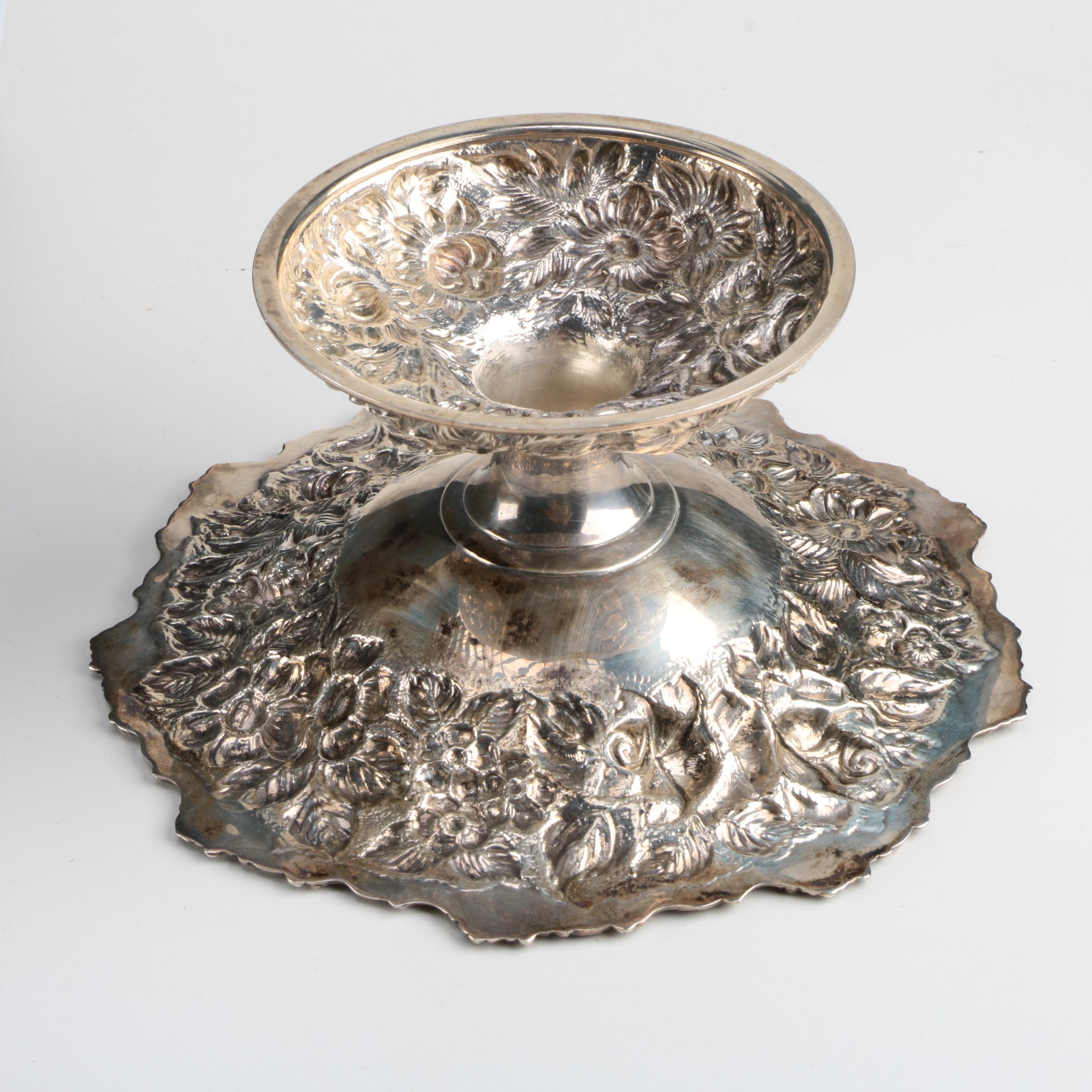 Vintage Kirk - Stieff "Stieff Rose" Repoussé Short Sterling Compote