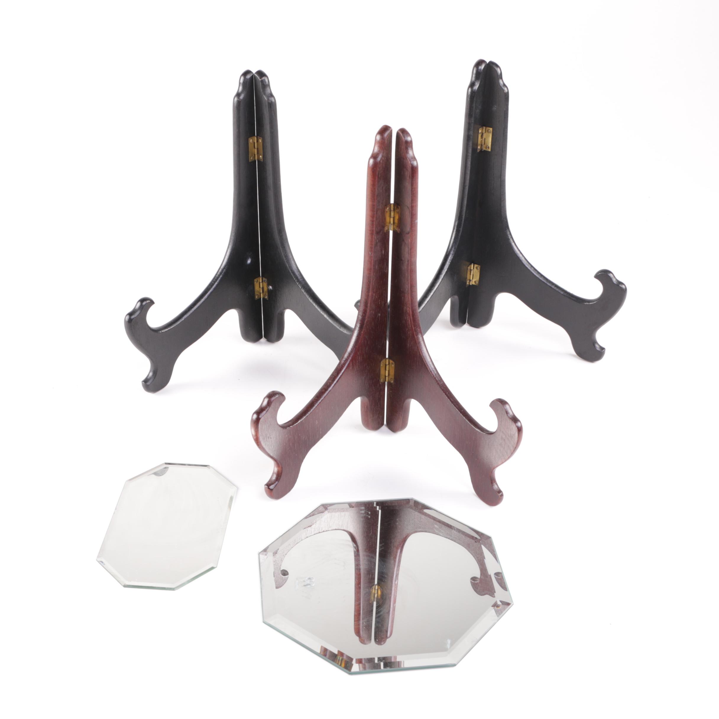 Wooden Plate Holders and Mirrors