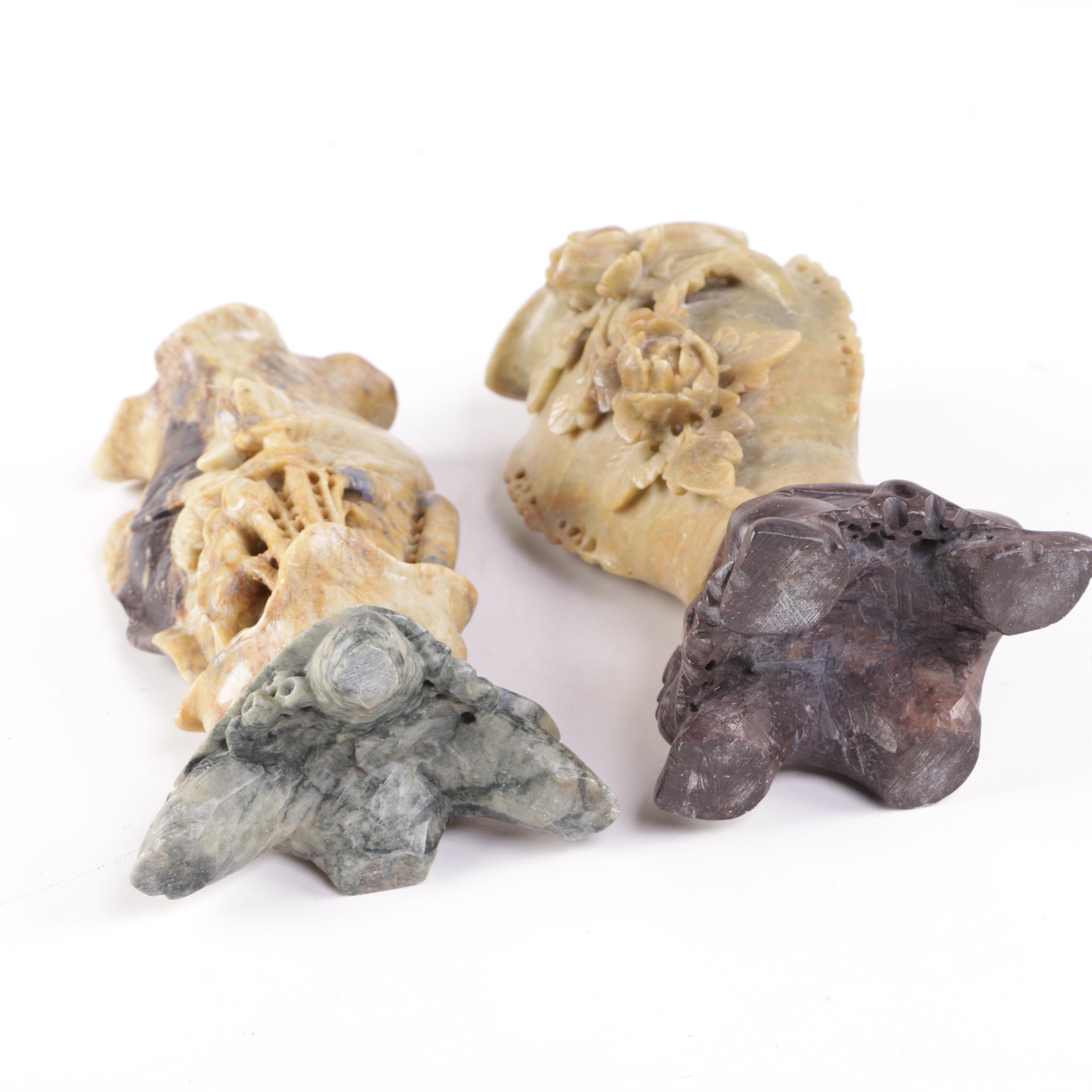 Chinese Carved Soapstone Vases
