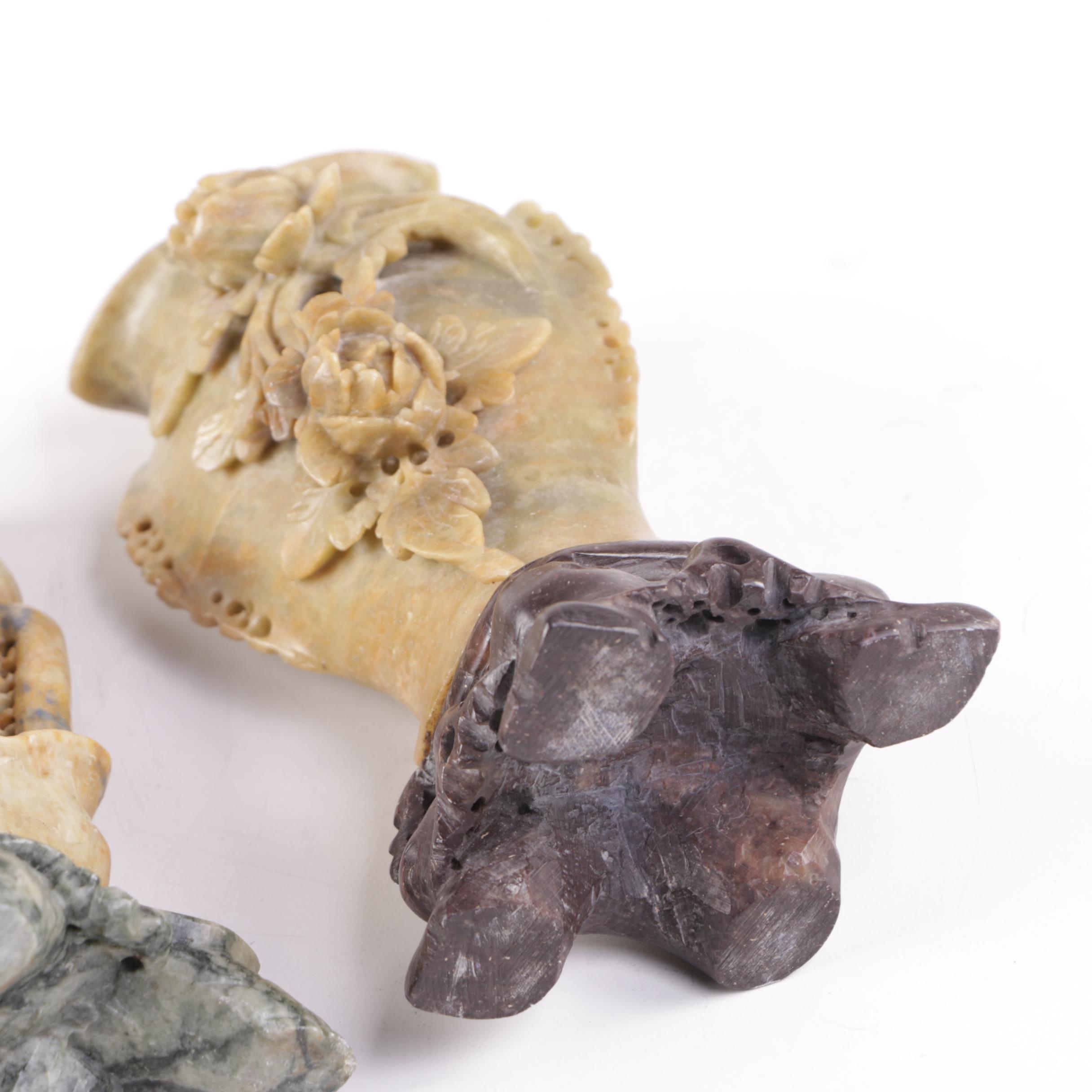 Chinese Carved Soapstone Vases