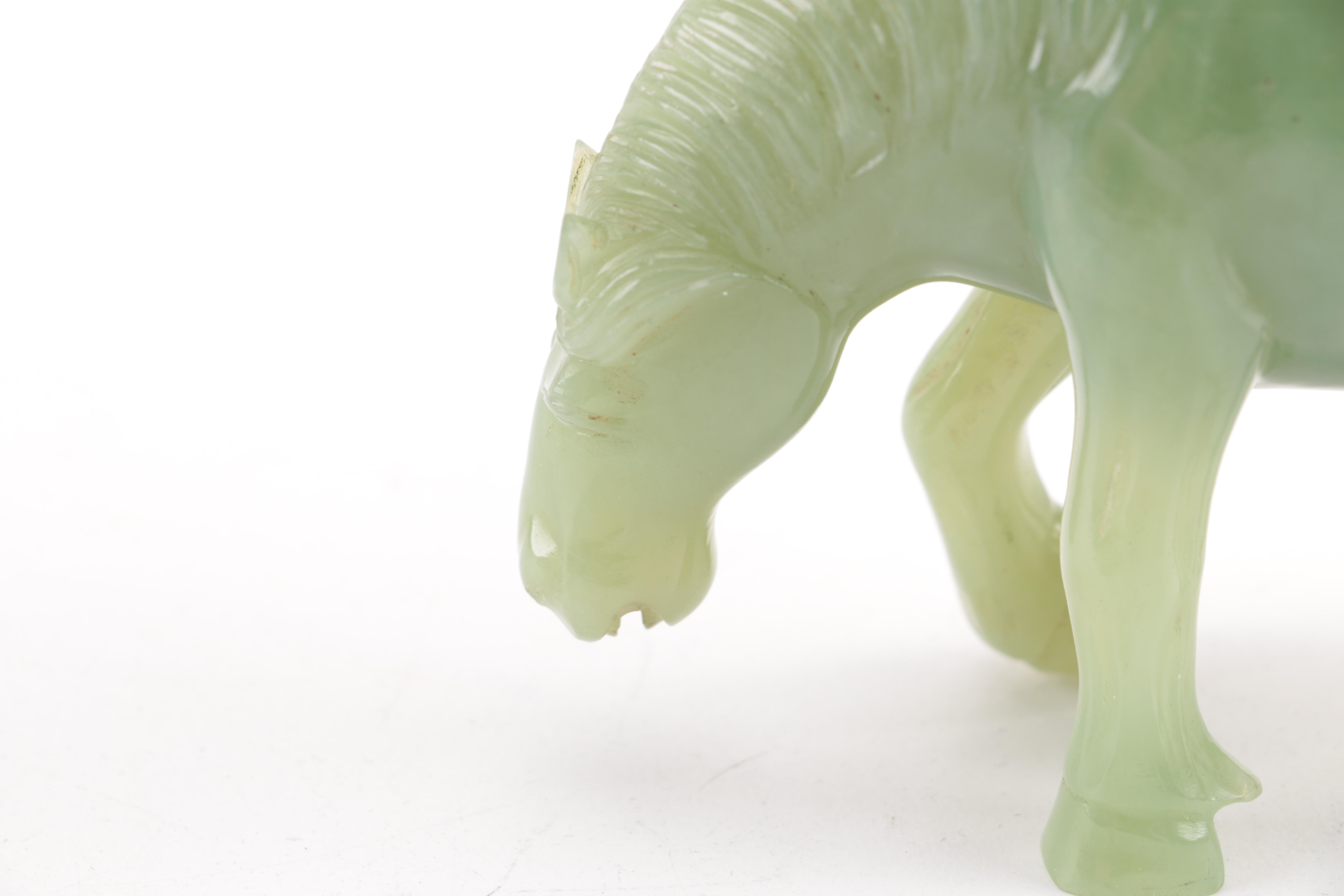 Chinese Bowenite Horse Figurine with Stand