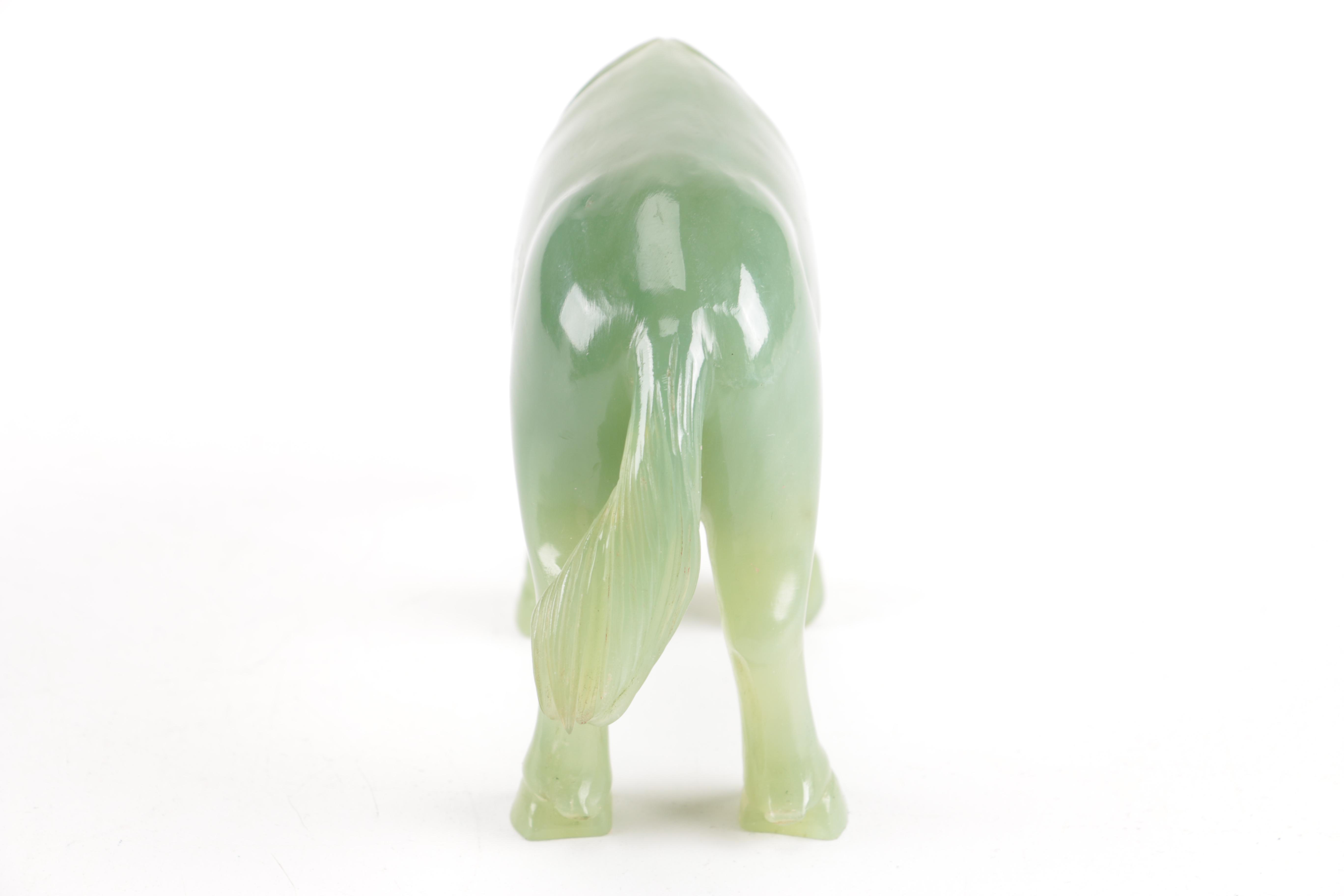 Chinese Bowenite Horse Figurine with Stand