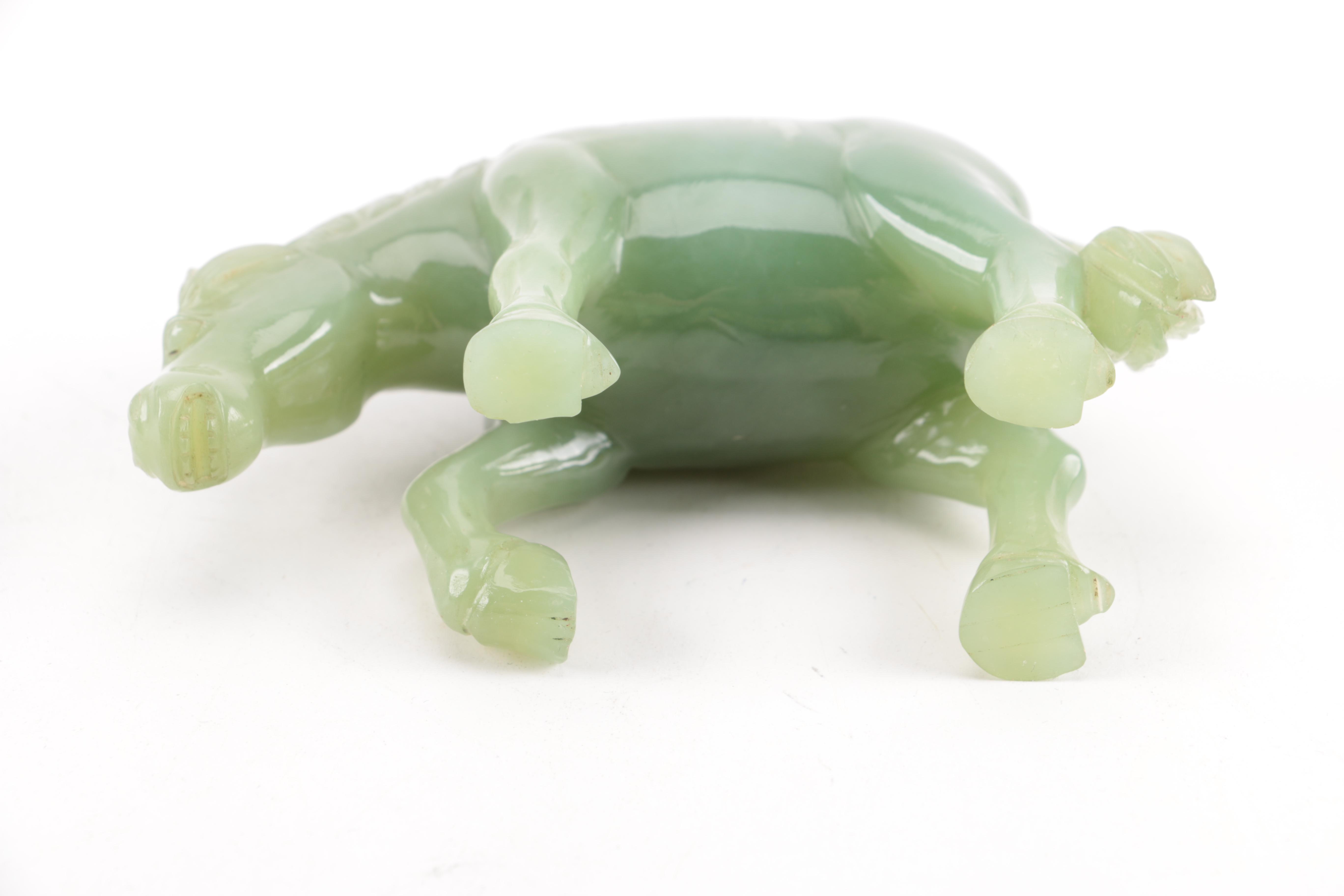 Chinese Bowenite Horse Figurine with Stand