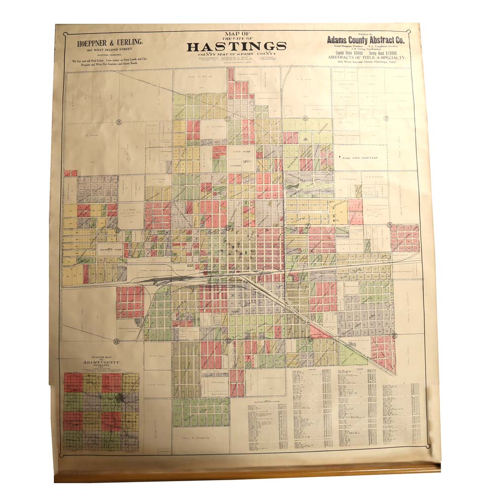 Vintage City Map of Hastings, Nebraska