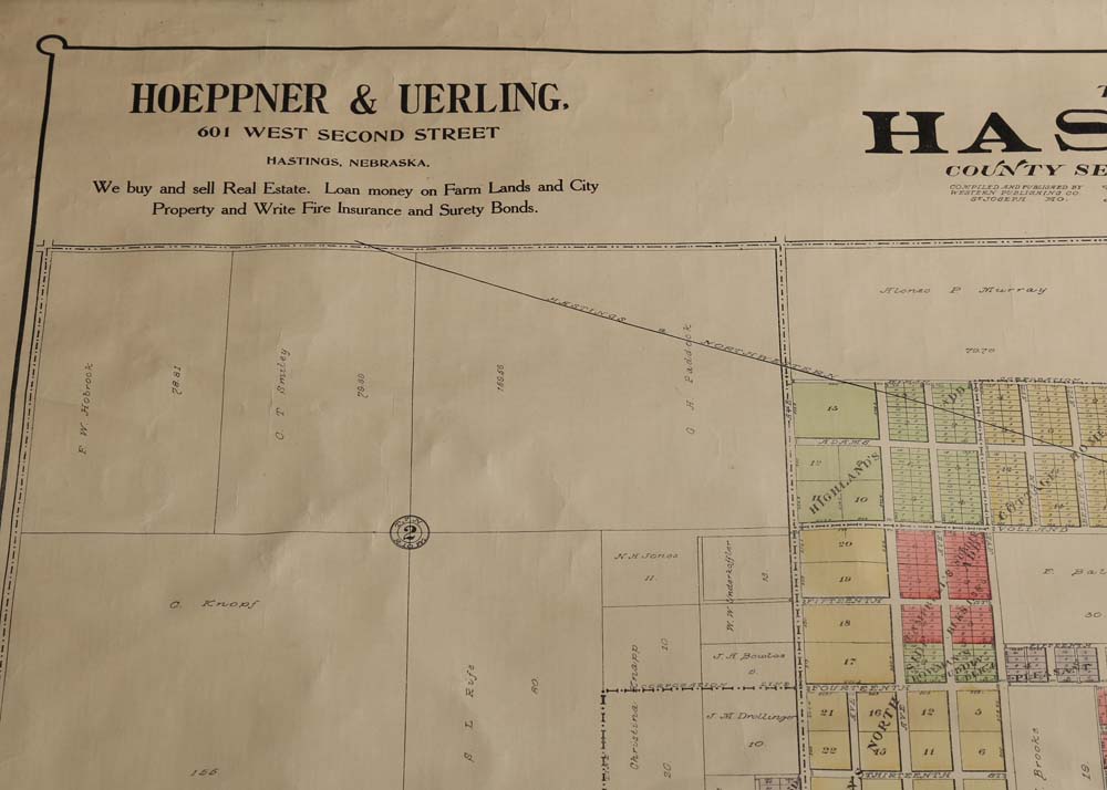 Vintage City Map of Hastings, Nebraska