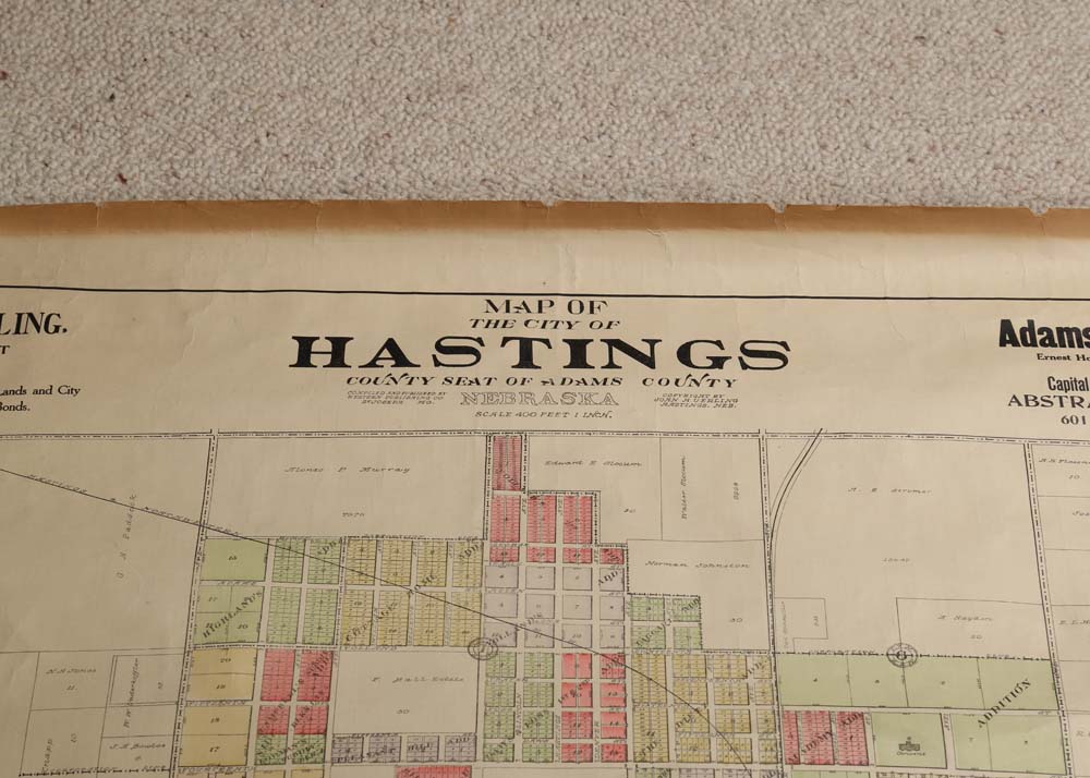Vintage City Map of Hastings, Nebraska