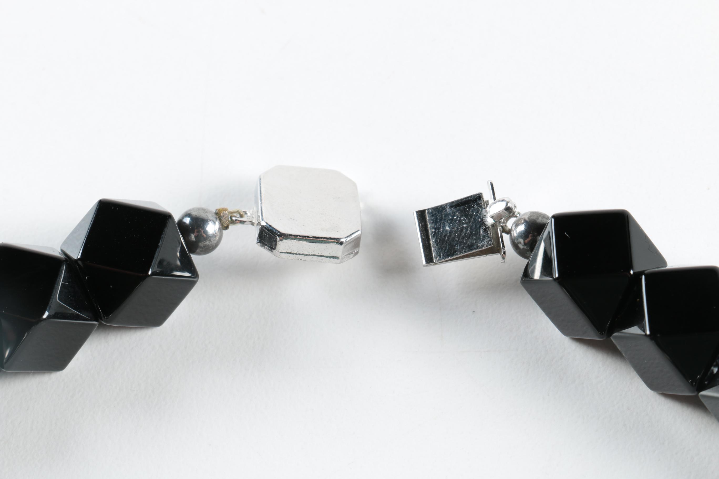 Sterling Silver Jewelry Including an Onyx Necklace