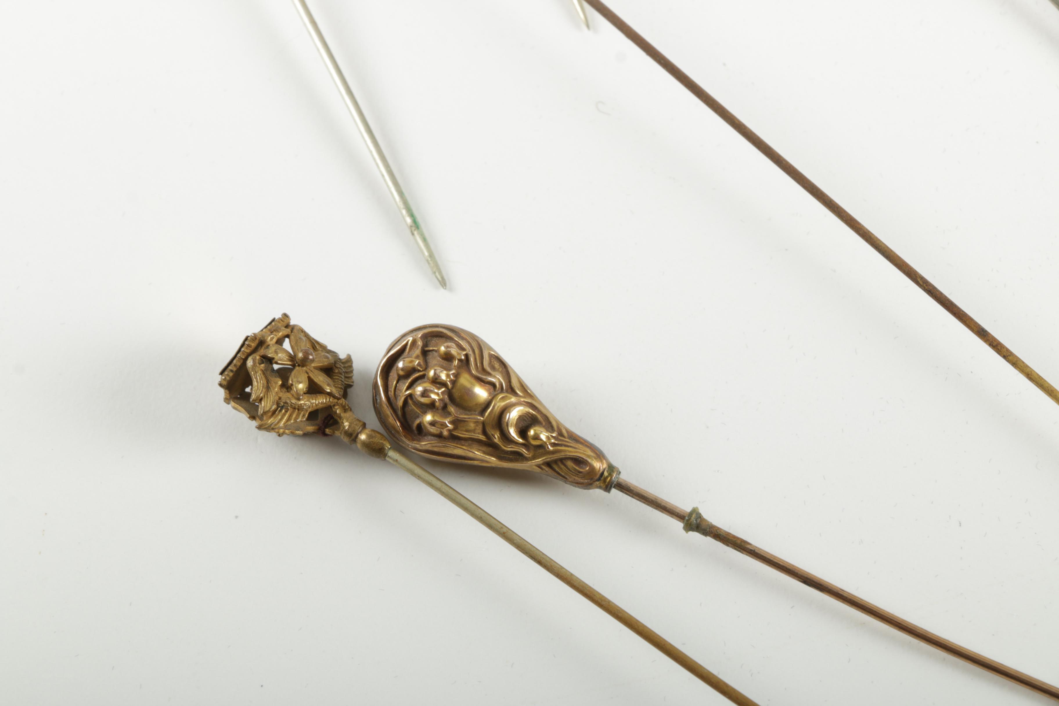Ornate Mirrored Tray with Assorted Hat Pins