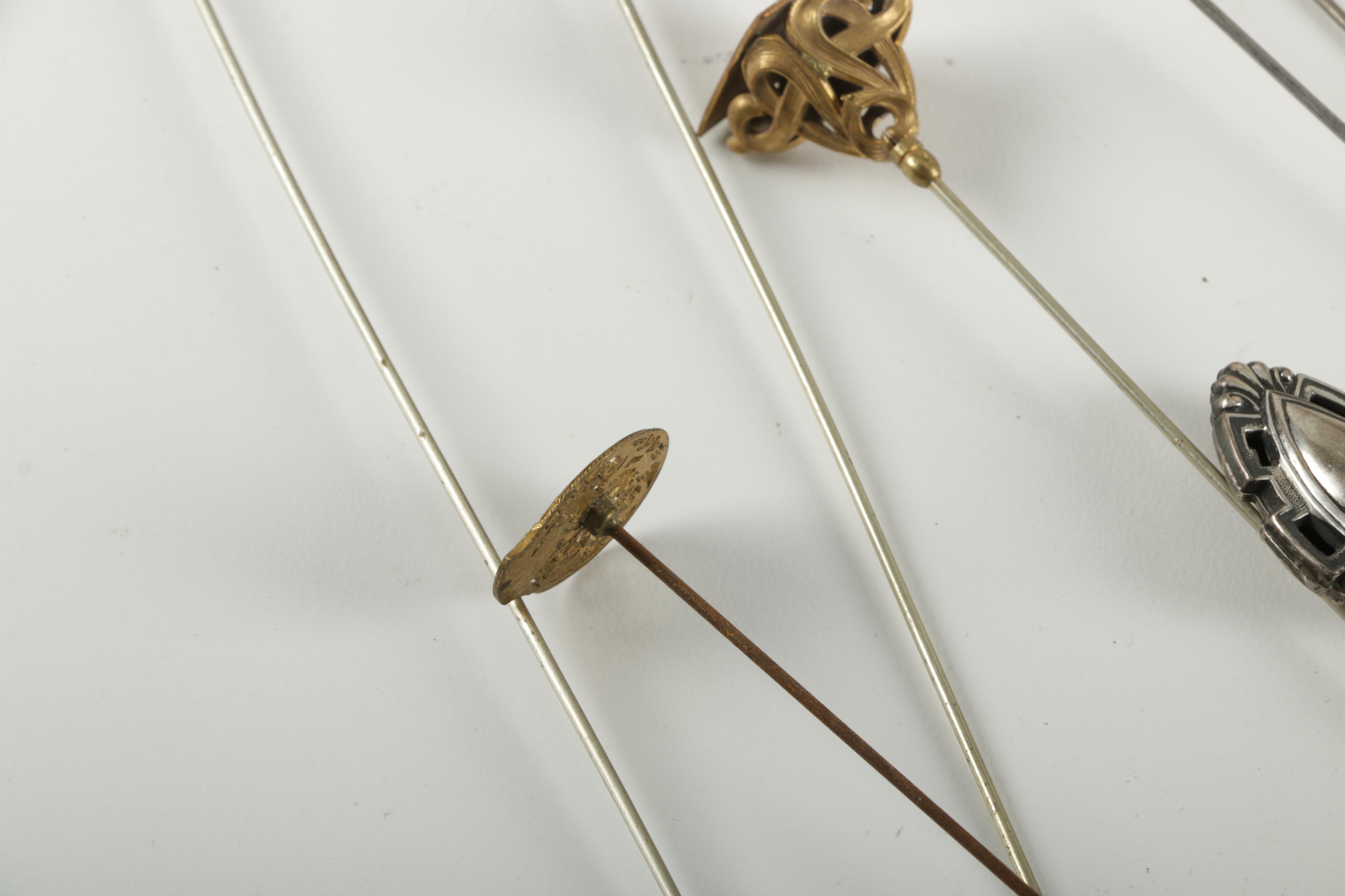 Ornate Mirrored Tray with Assorted Hat Pins