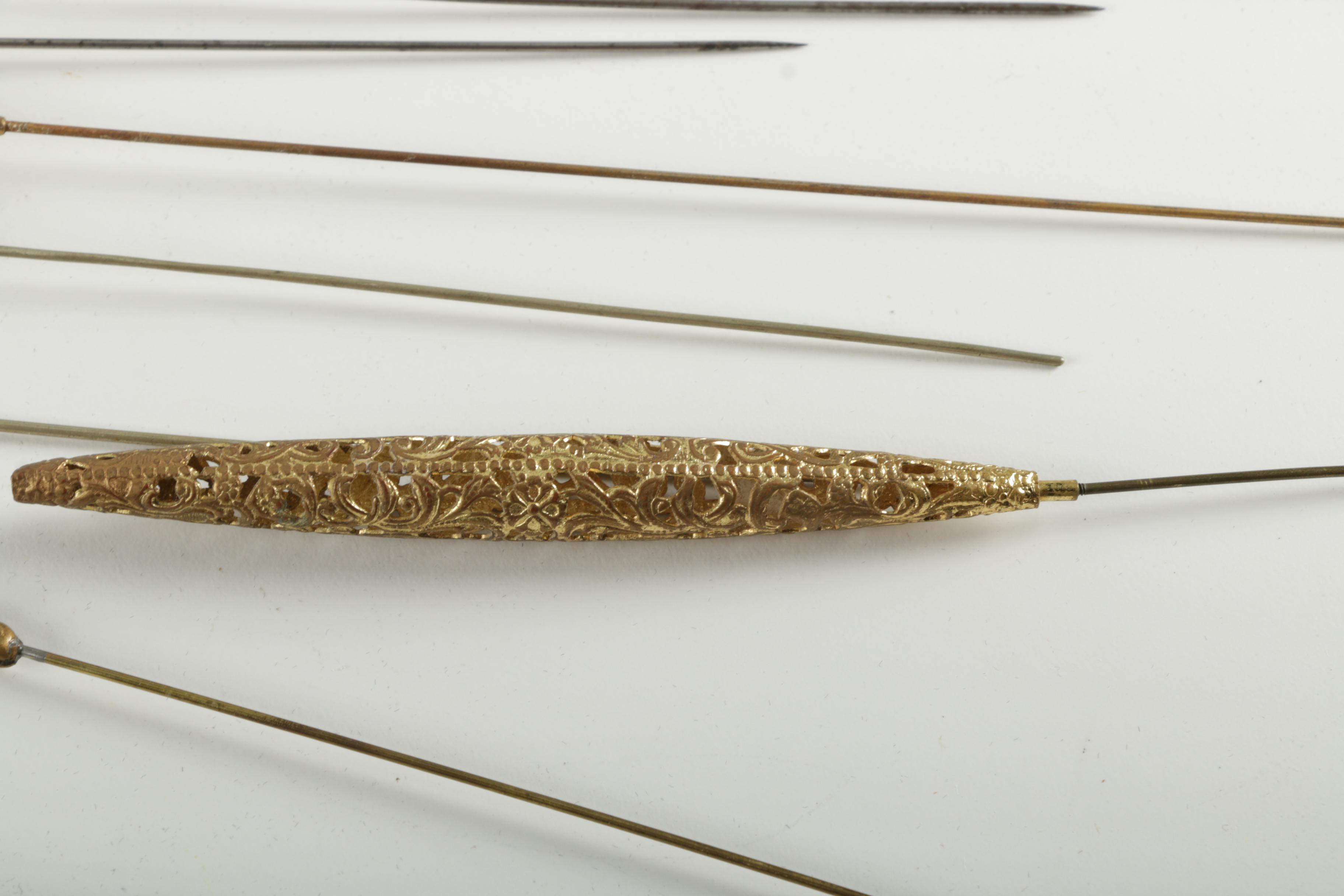 Ornate Mirrored Tray with Assorted Hat Pins
