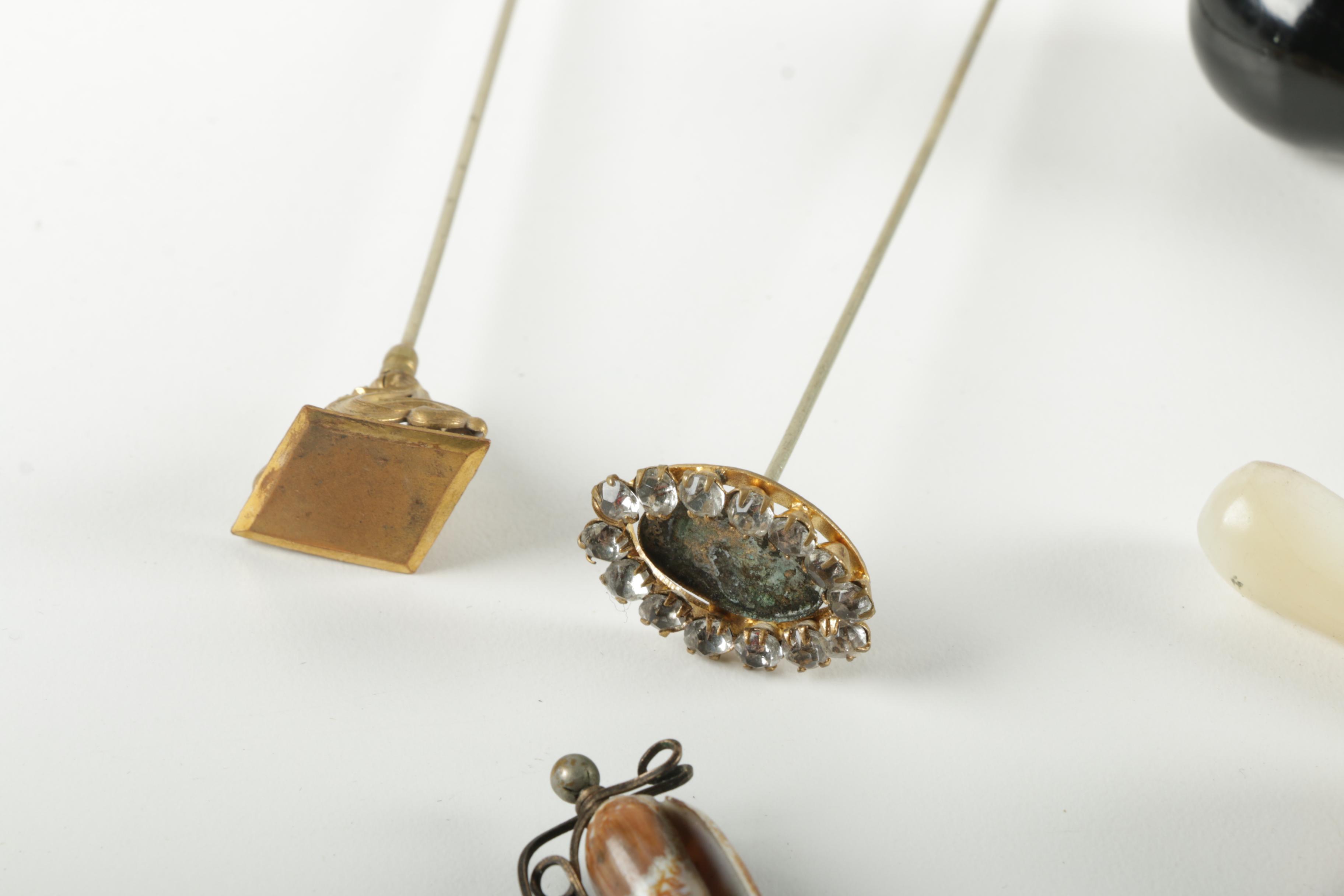 Ornate Mirrored Tray with Assorted Hat Pins