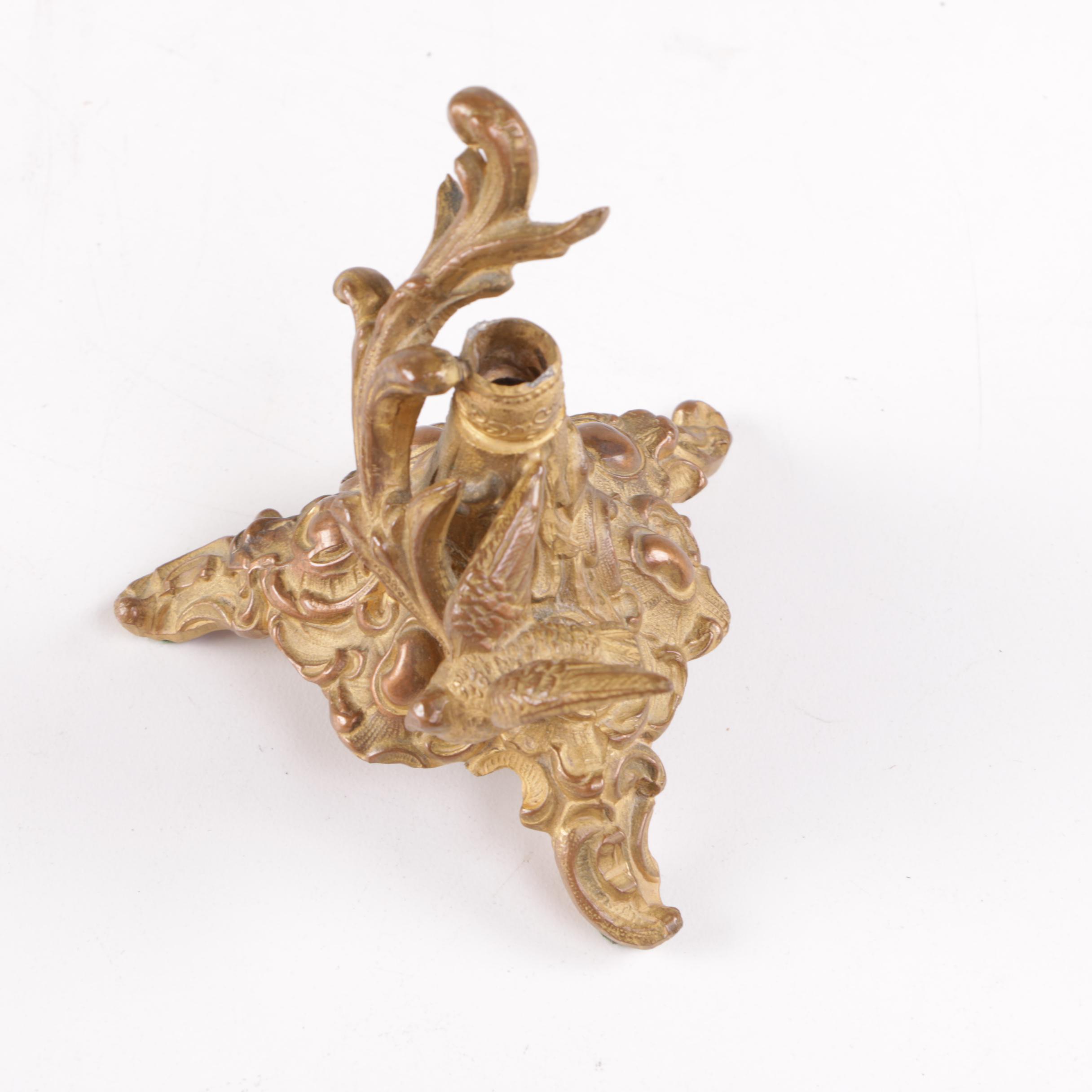 Vintage Hand Painted Enameled Cranberry Glass Vase with Brass Stand