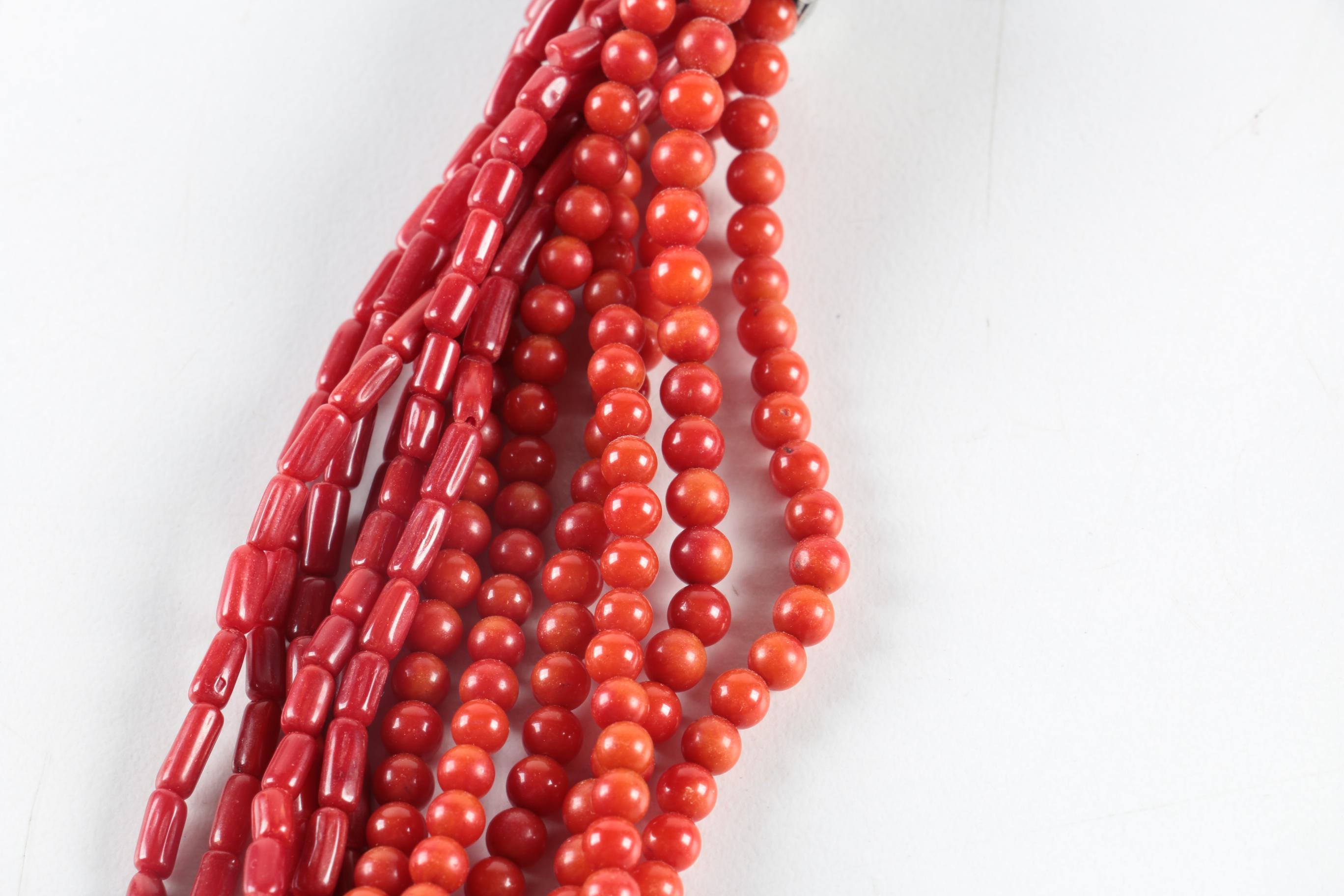 Amy Kahn Russell Dyed Coral Necklace and Coral Earrings