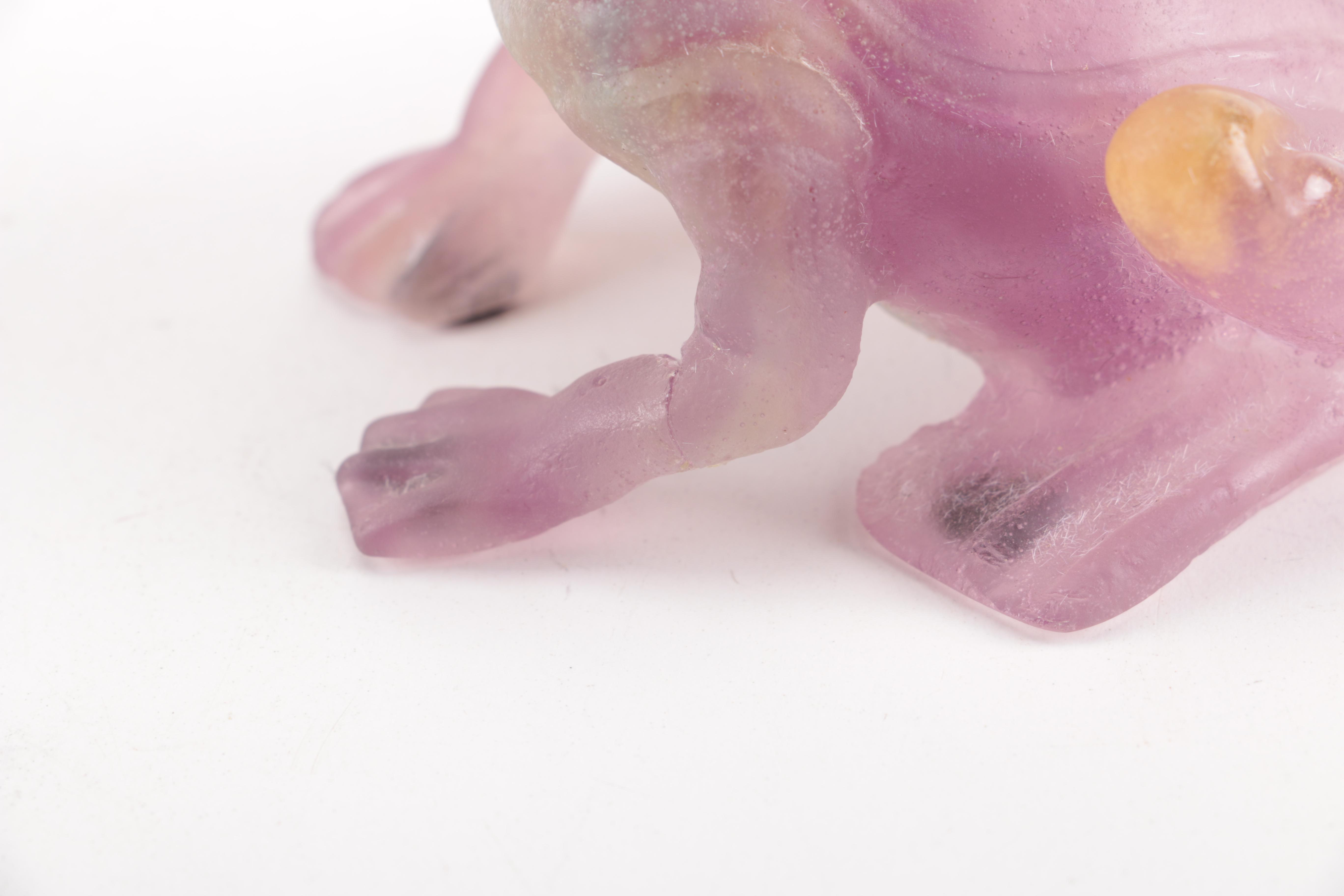 Daum of France Paté de Verre Art Glass Bull Frog Figurine