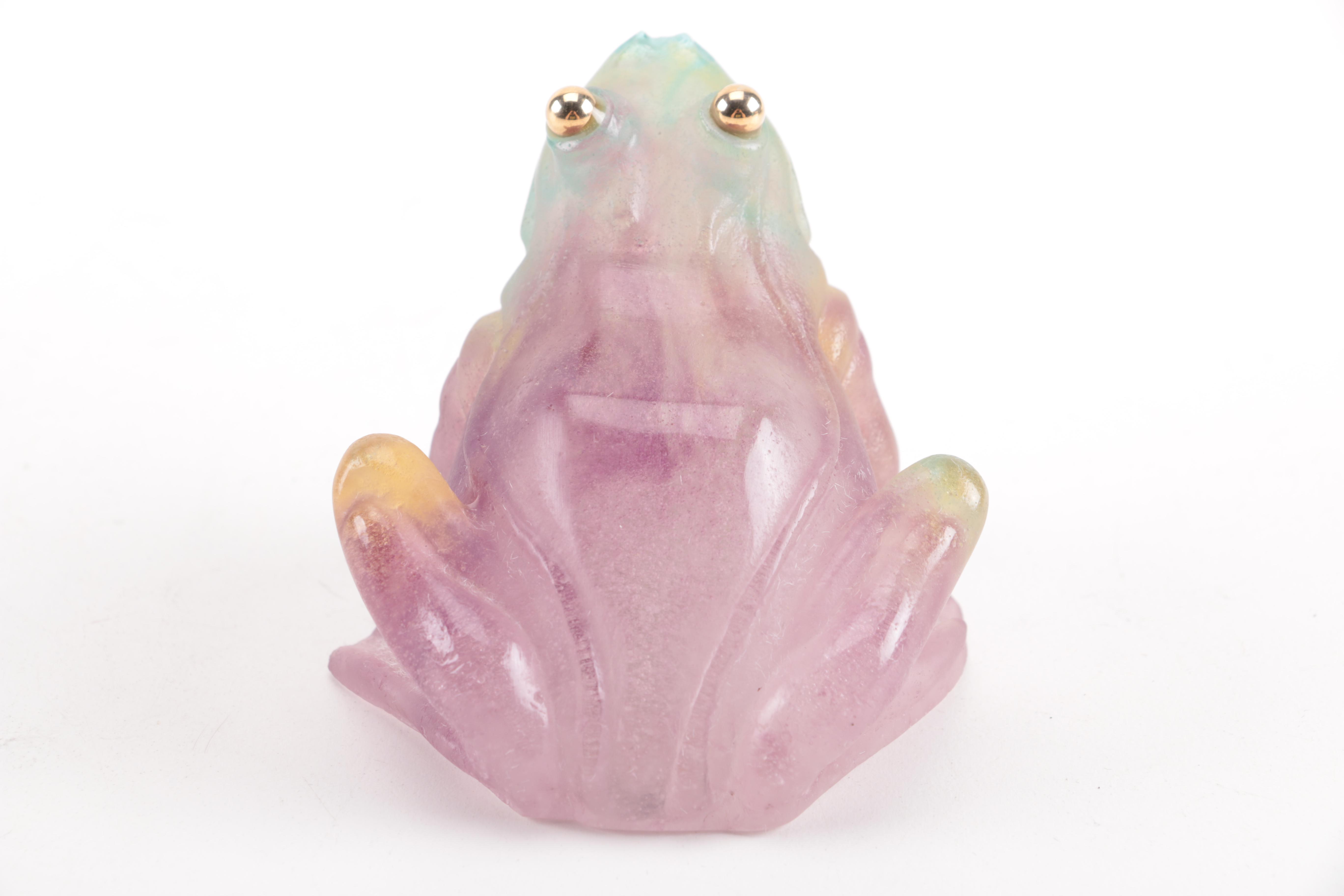 Daum of France Paté de Verre Art Glass Bull Frog Figurine