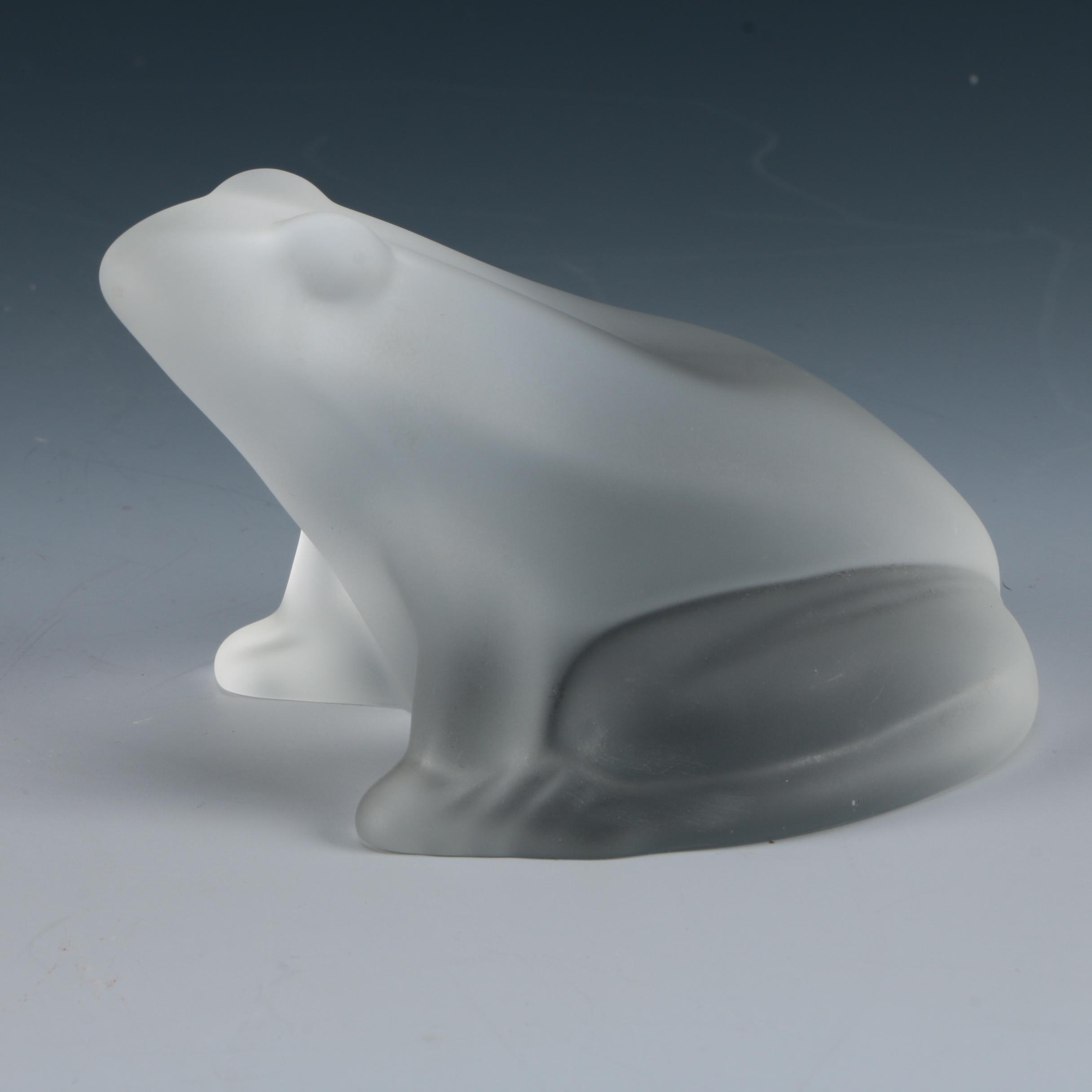 Baccarat Frosted Crystal Frog Figurine