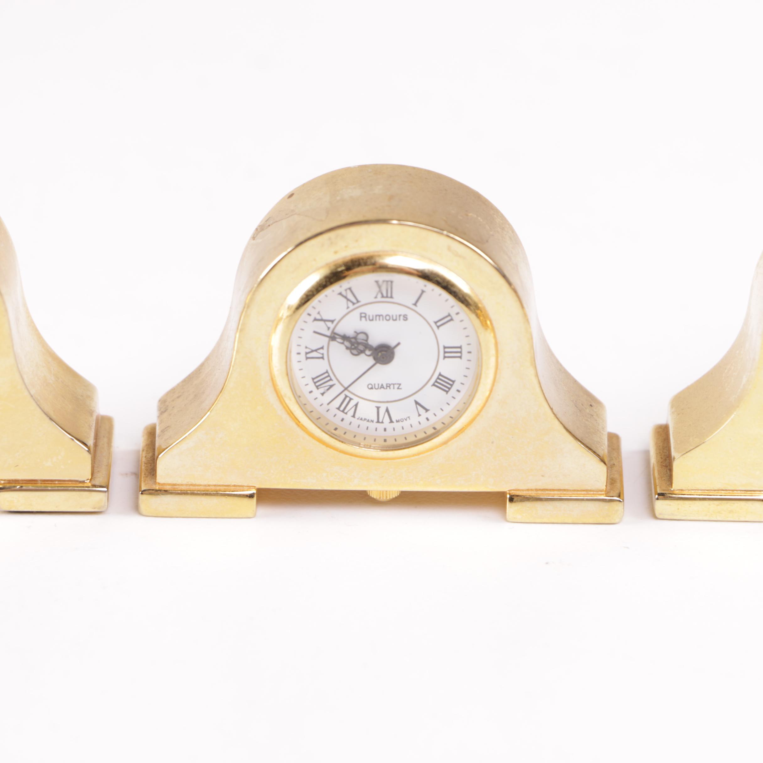 Collection of Miniature Decorative Brass Clocks