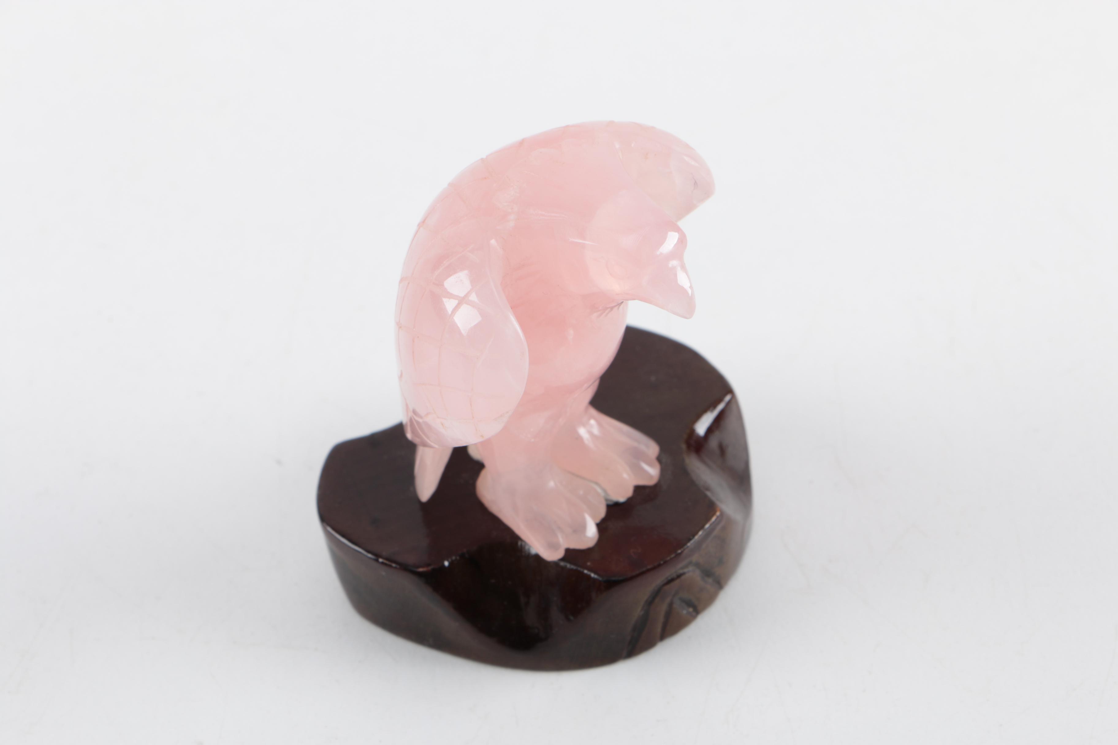 Miniature Rose Quartz Carved Eagle
