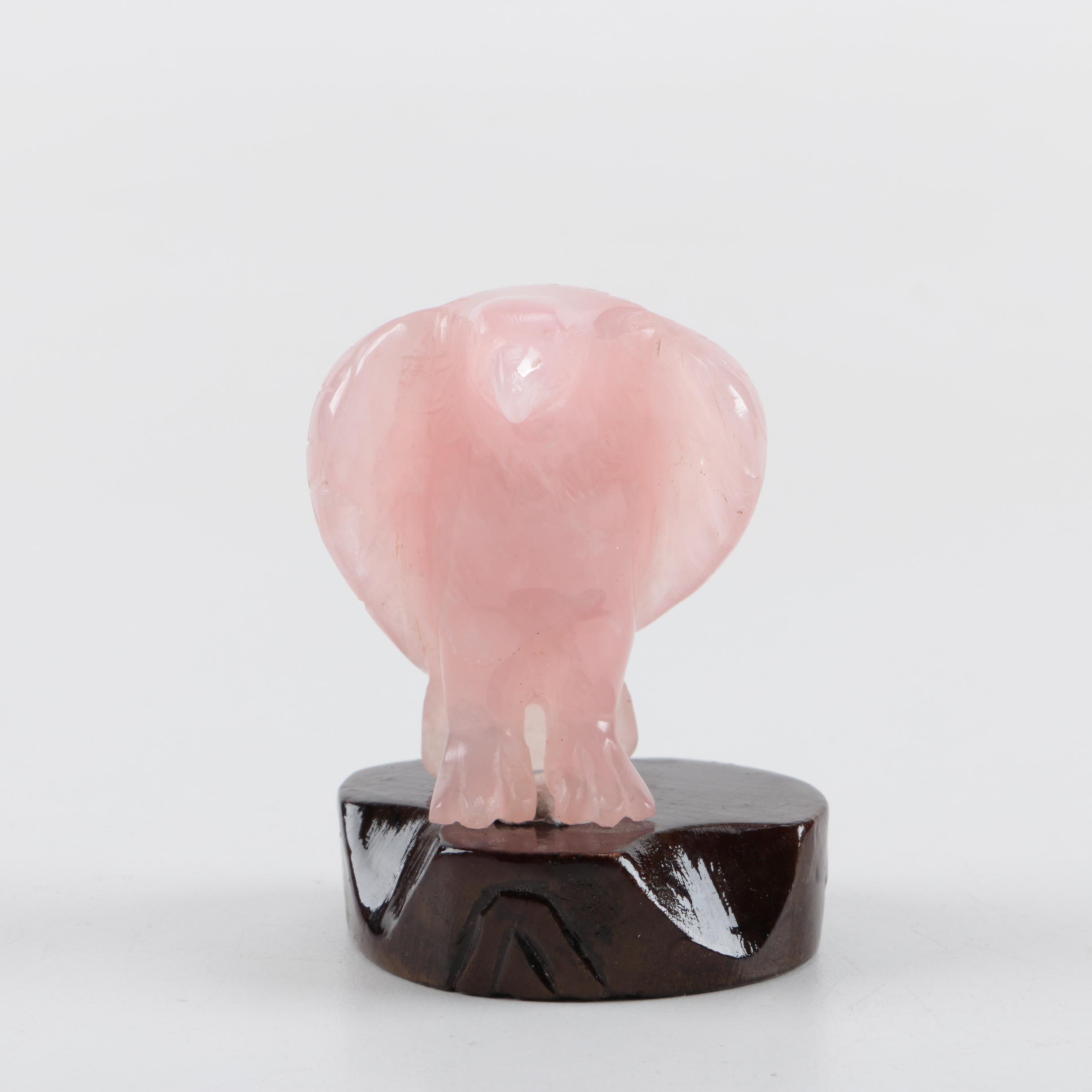 Miniature Rose Quartz Carved Eagle