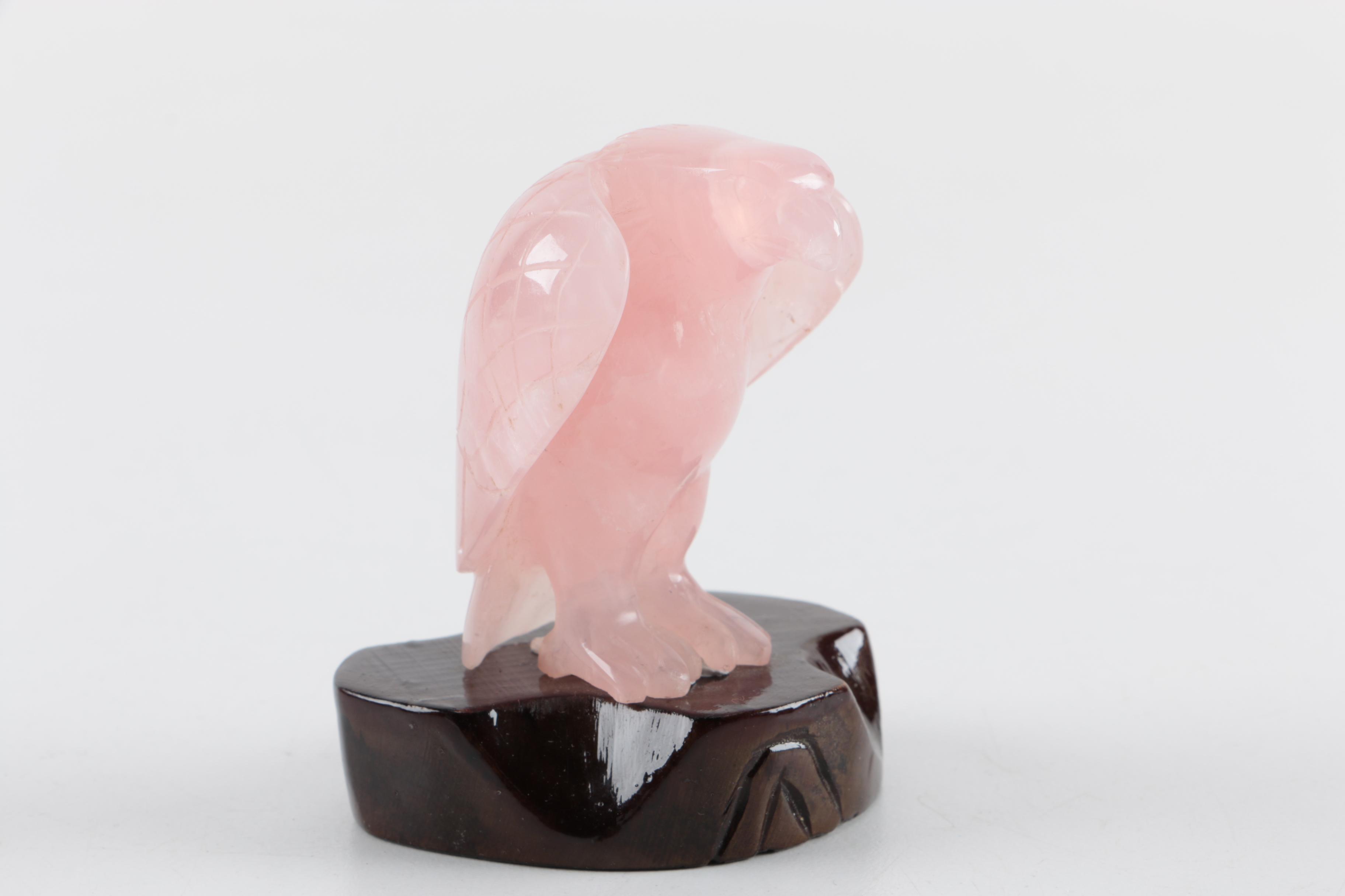 Miniature Rose Quartz Carved Eagle