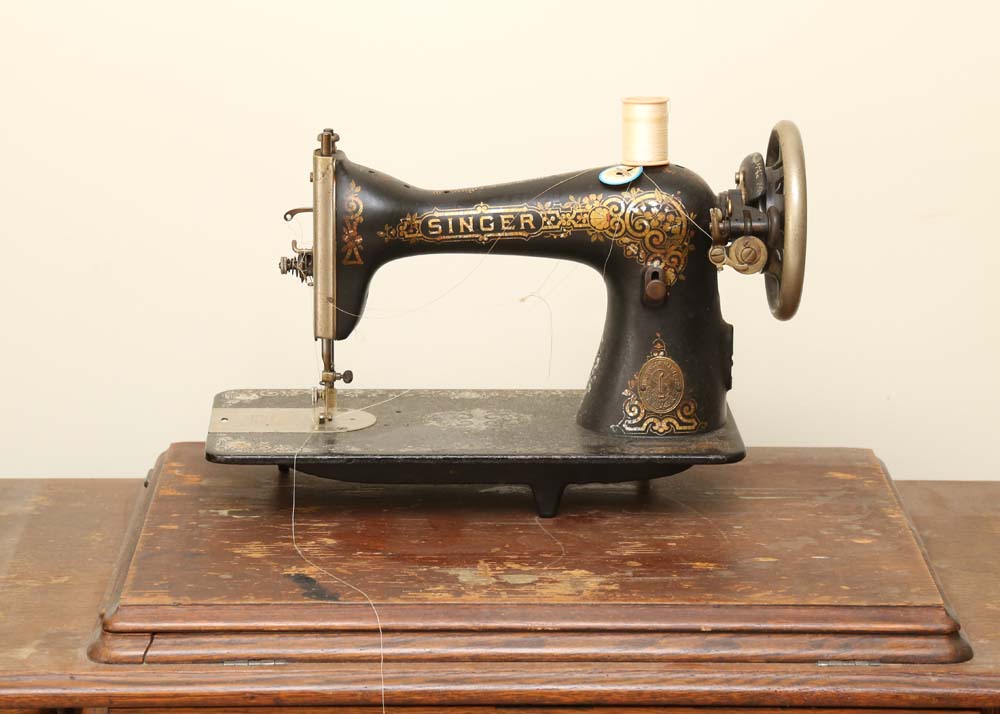 Antique Singer Sewing Machine and Table
