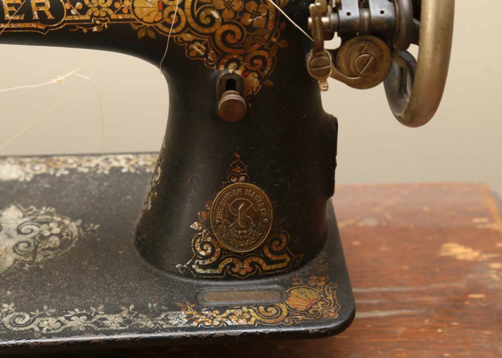 Antique Singer Sewing Machine and Table