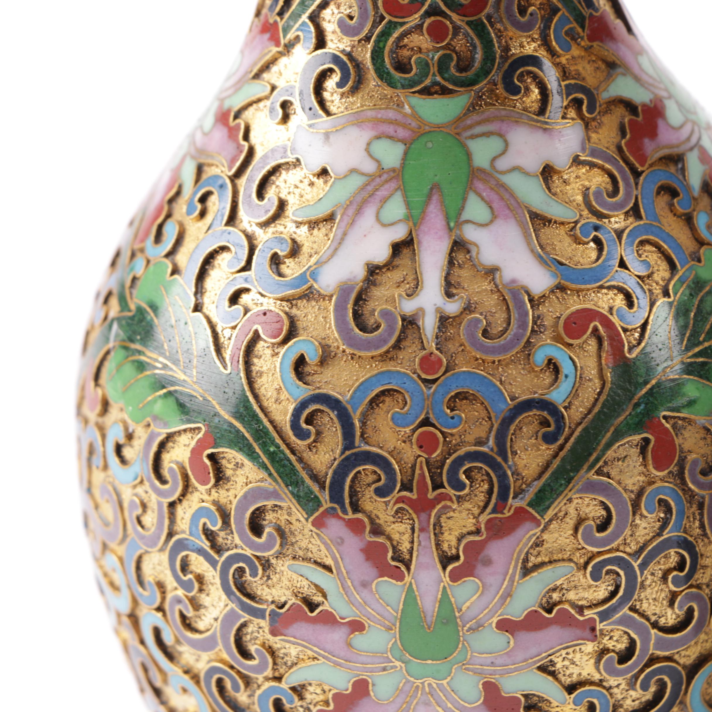 Pair of Chinese Cloisonné Vases with Stands