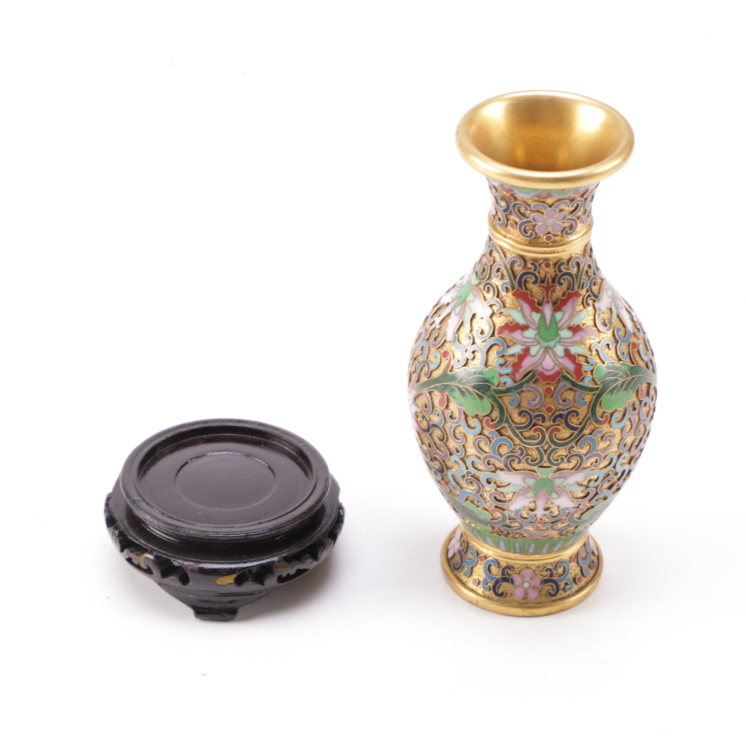 Pair of Chinese Cloisonné Vases with Stands