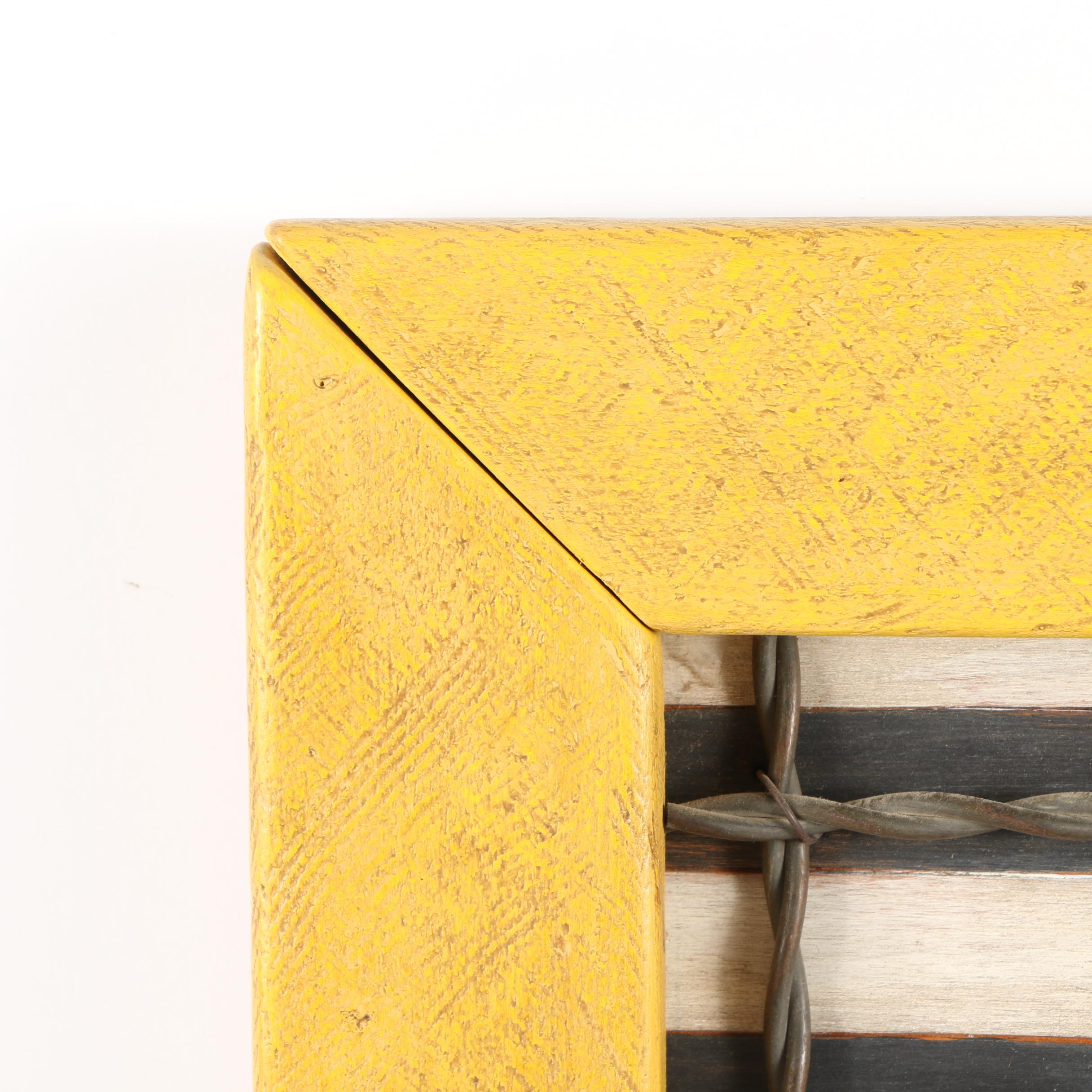 Framed Wooden and Metal Mixed Media Art