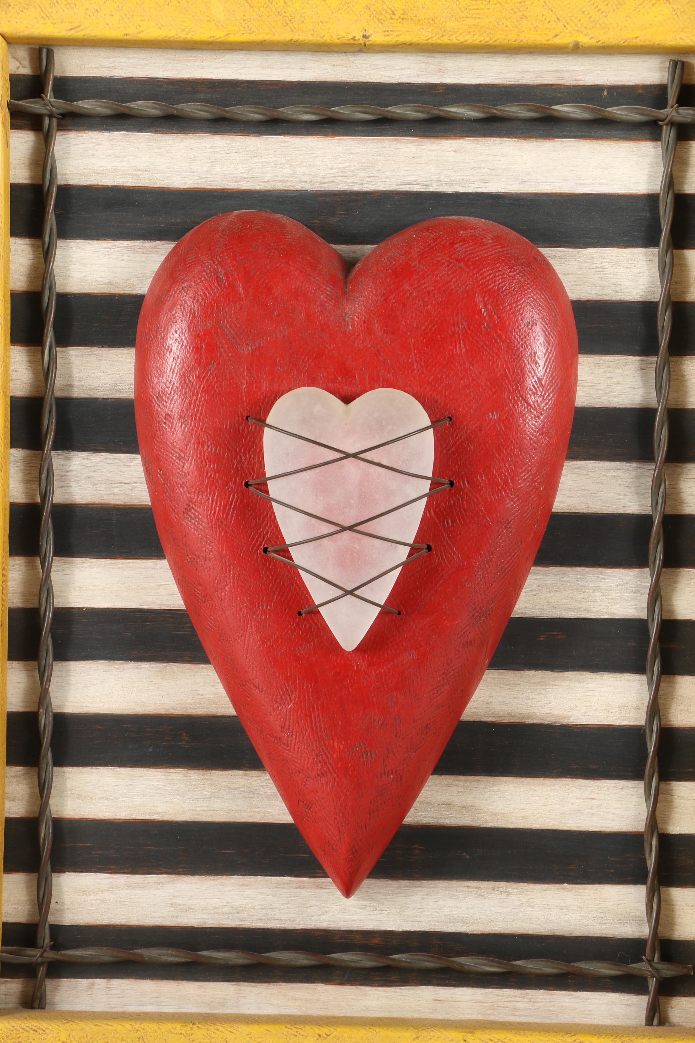 Framed Wooden and Metal Mixed Media Art