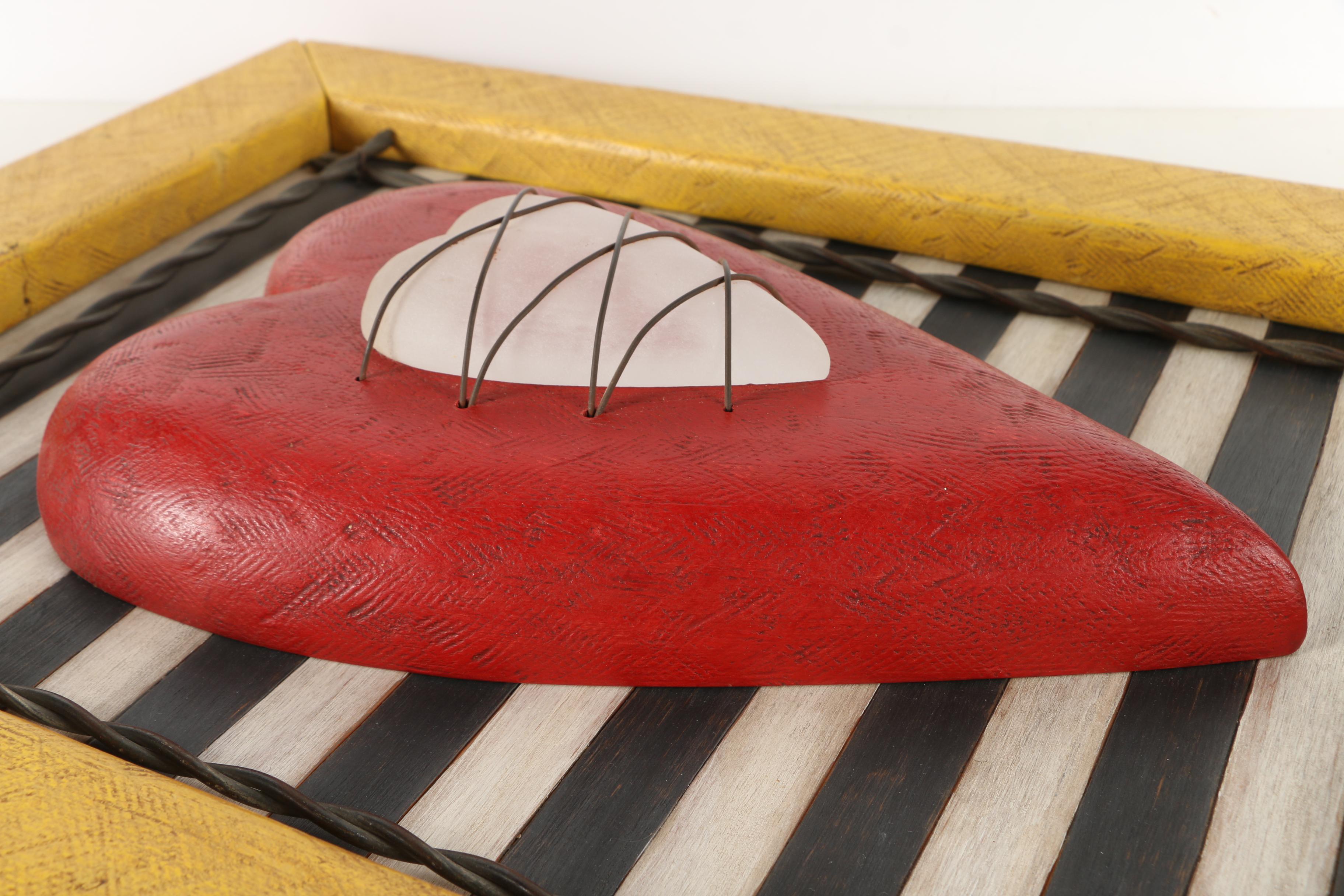 Framed Wooden and Metal Mixed Media Art