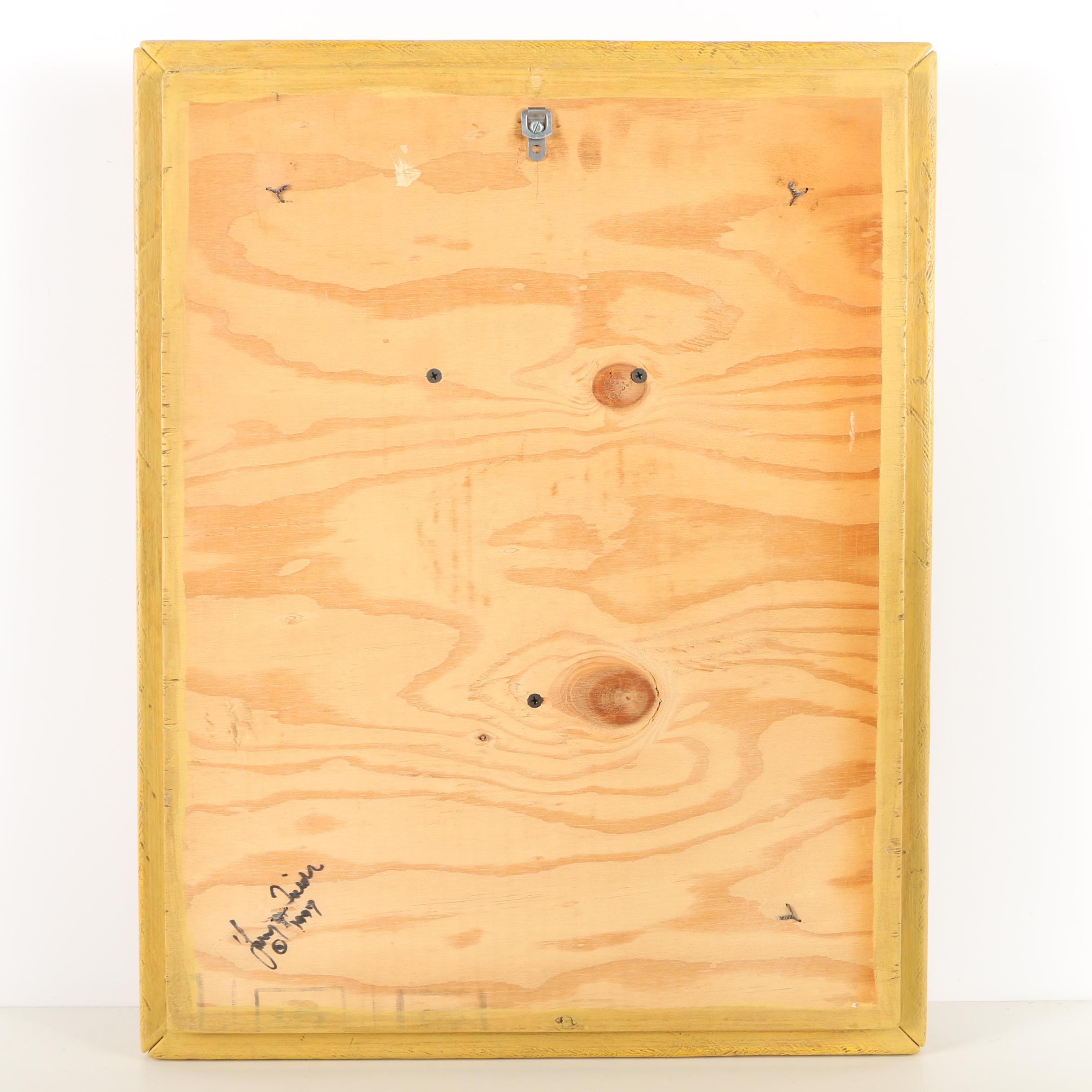 Framed Wooden and Metal Mixed Media Art