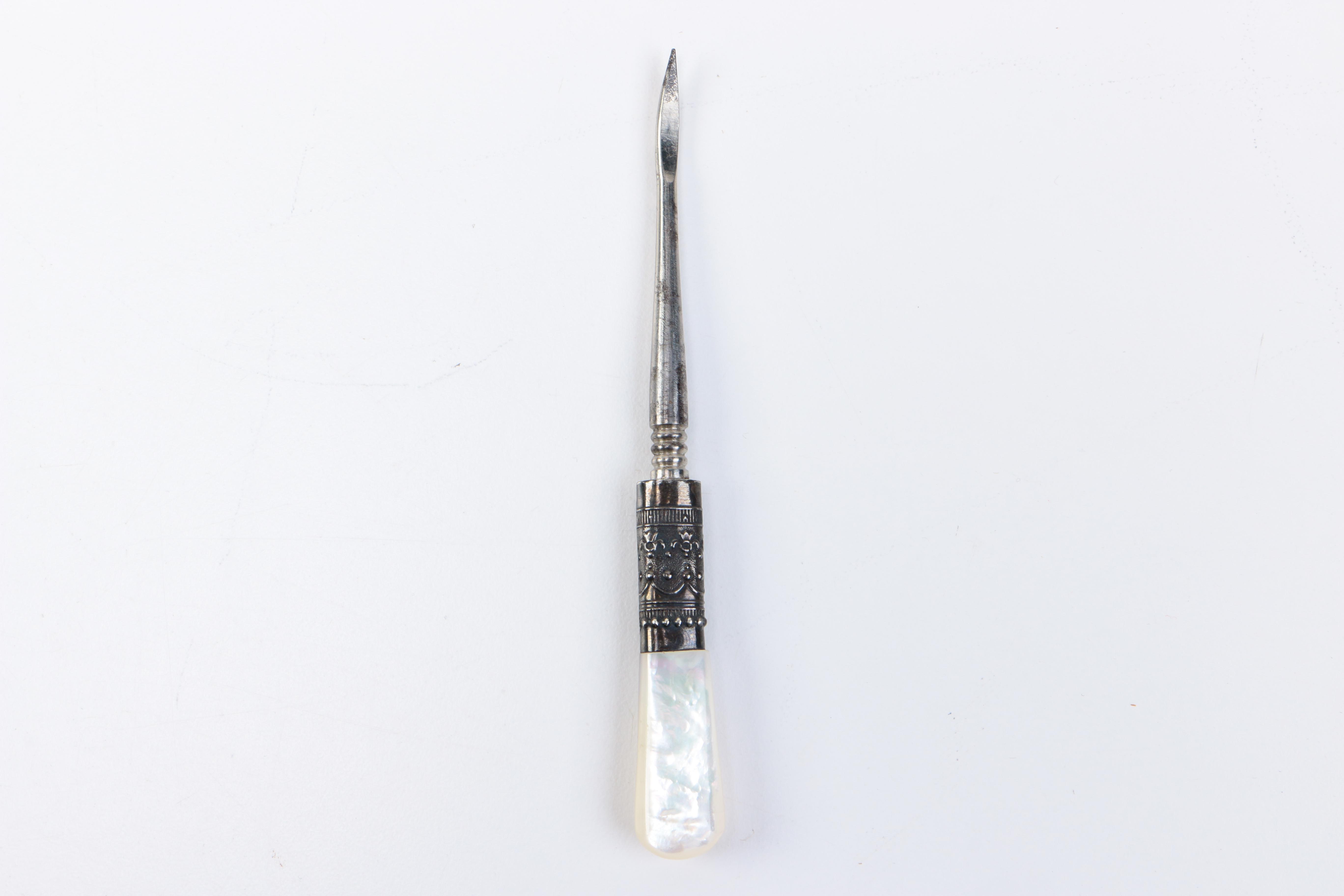 Assorted Silver Plate Utensils with Mother of Pearl Handles