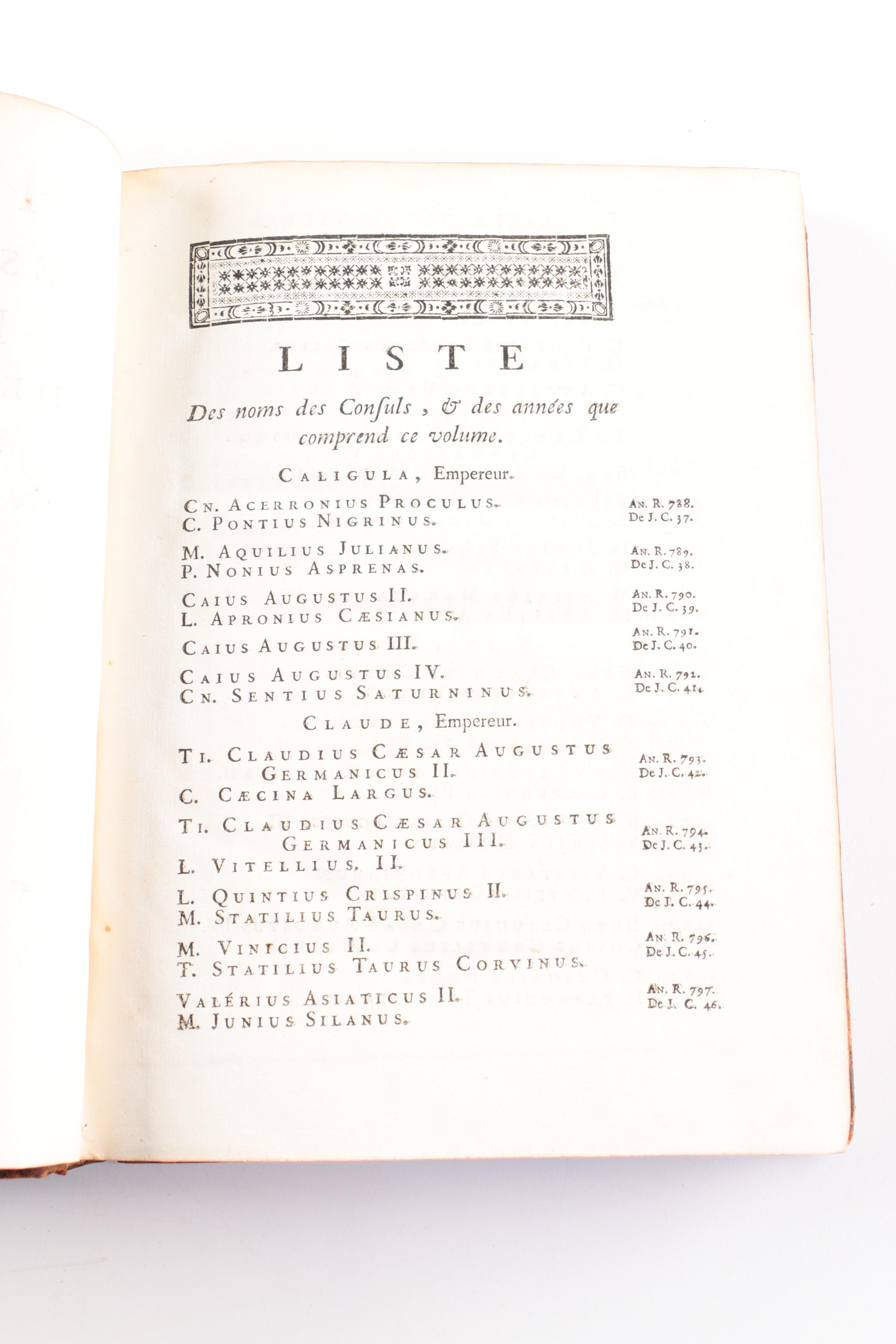 1751 Volume II "Histoire des Empereurs Romains" by Crevier
