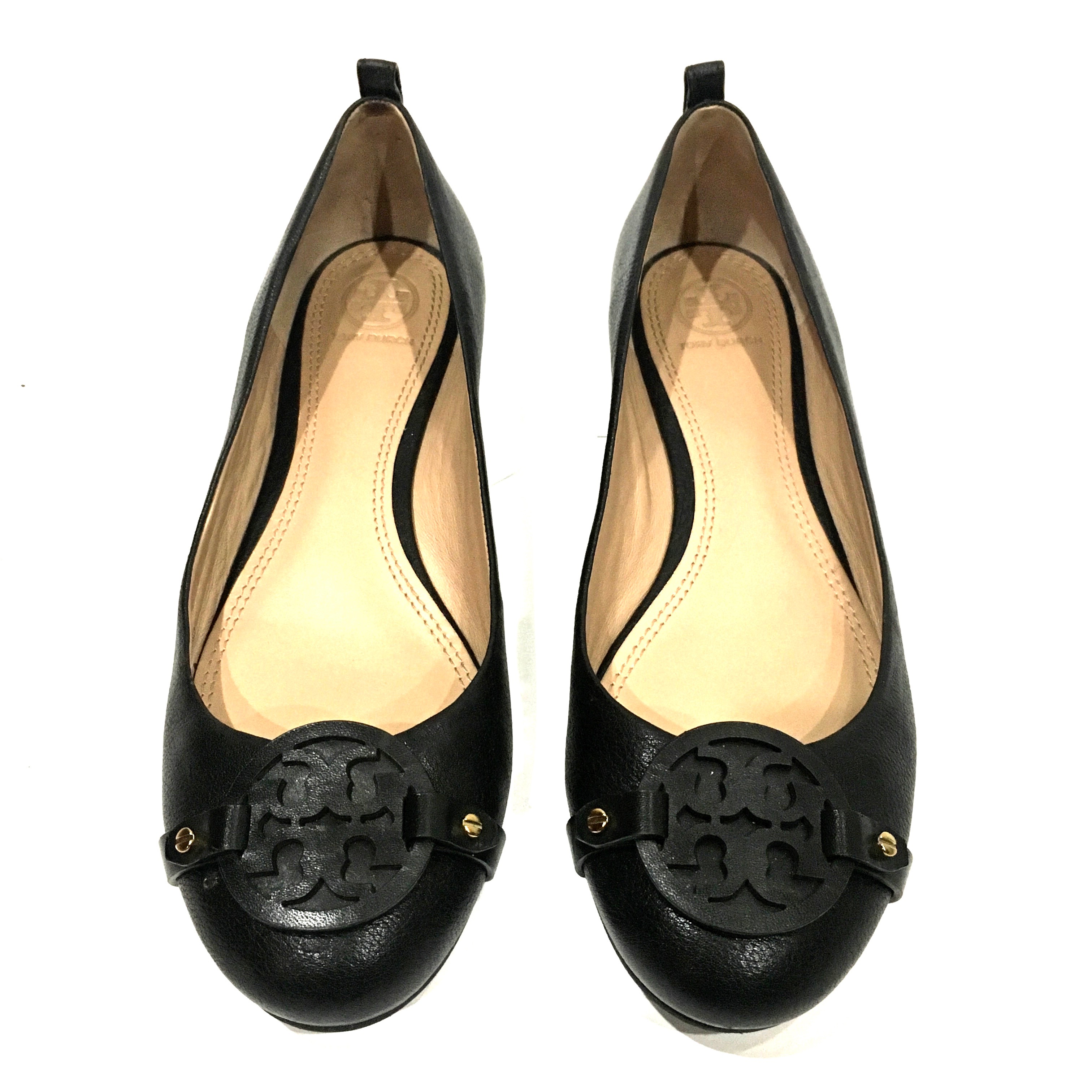 Tory Burch Black Leather Designer Flats
