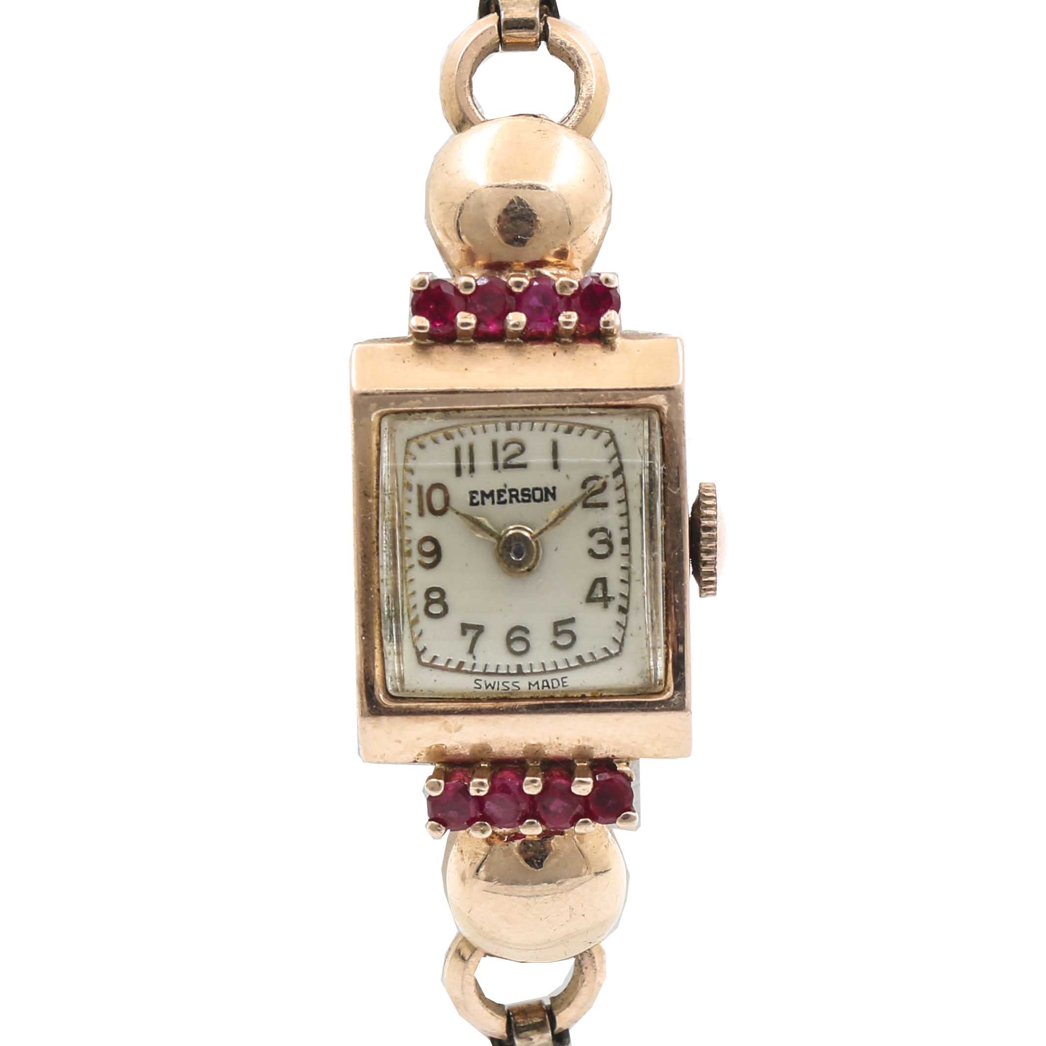 Emerson 14K Rose Gold and Ruby Watch