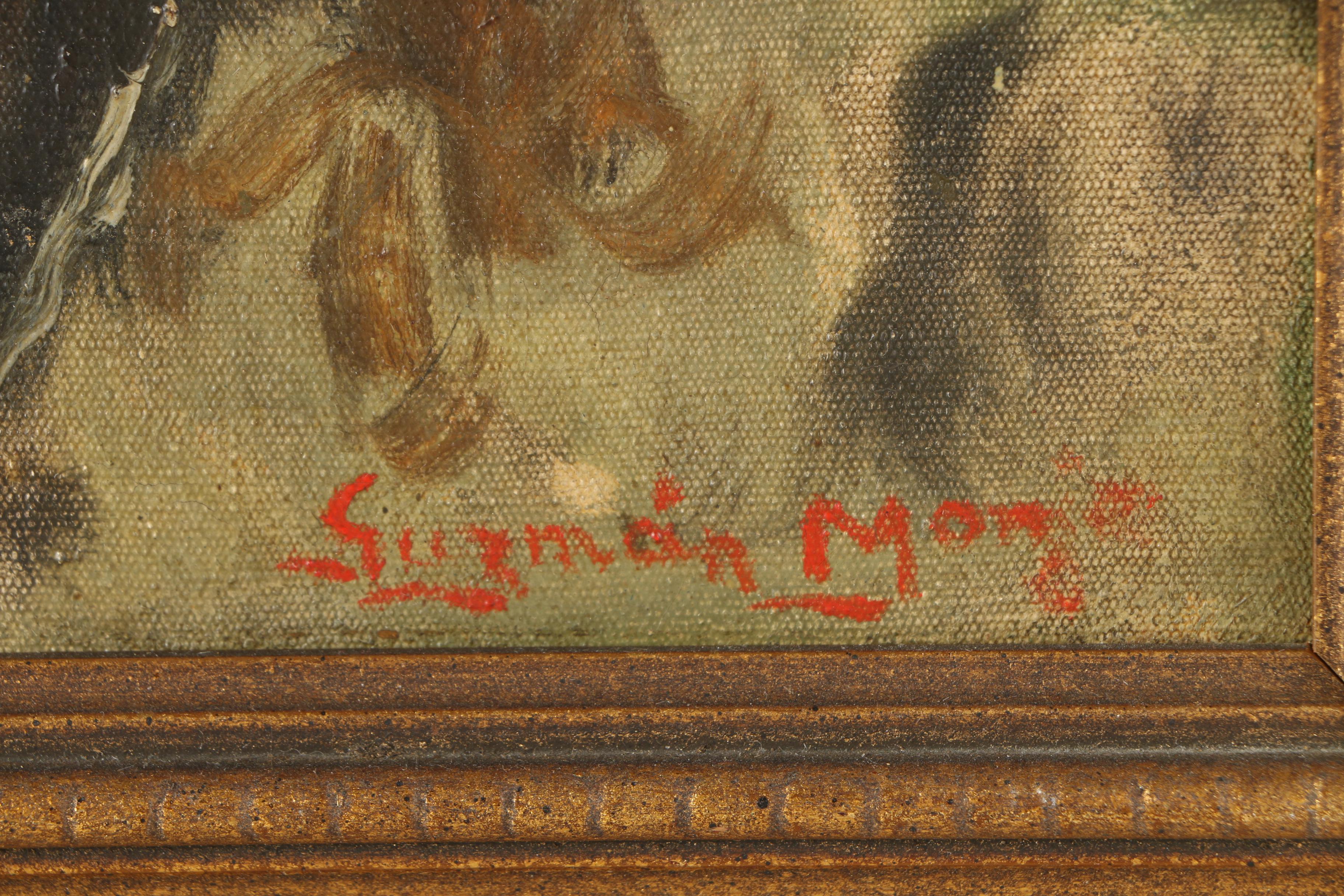 Oil Painting on Canvas of Boy Smoking a Pipe