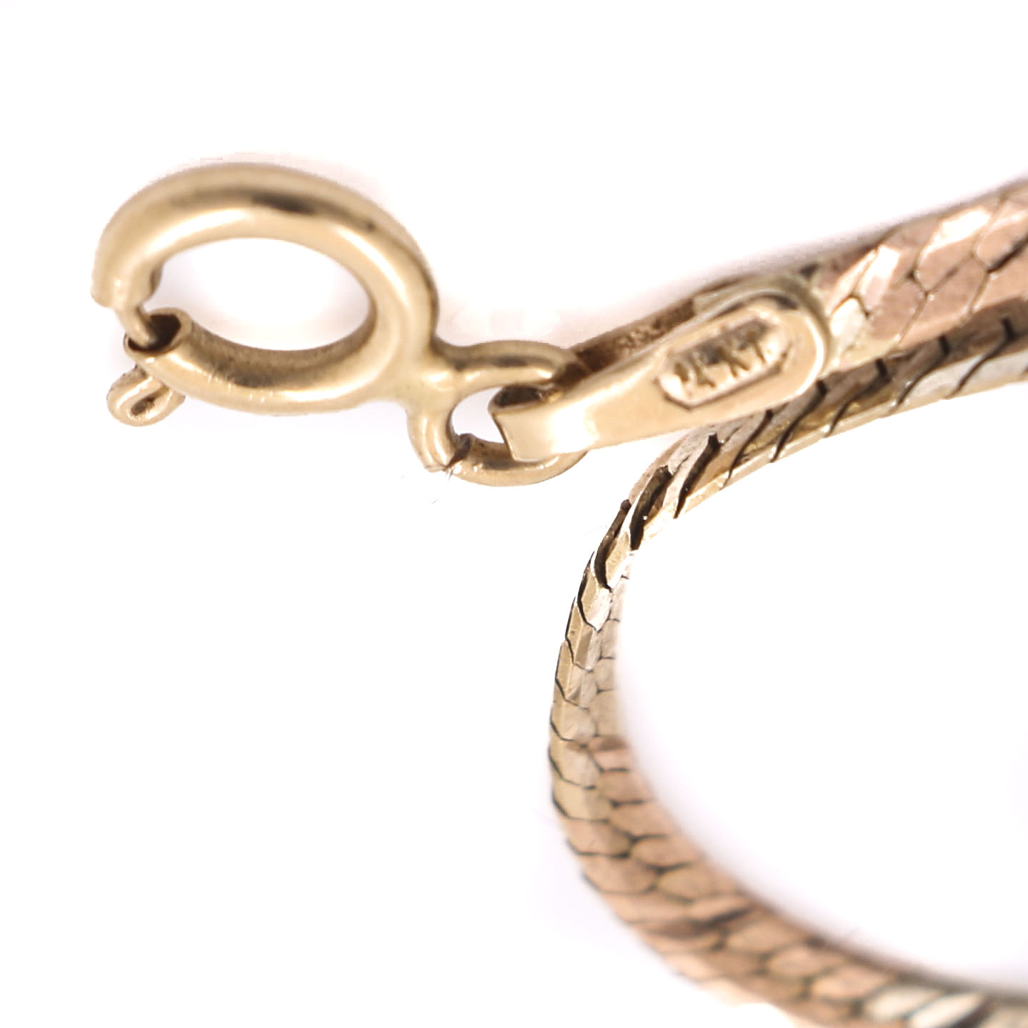 14K Tri-Gold Herringbone Chain Necklace