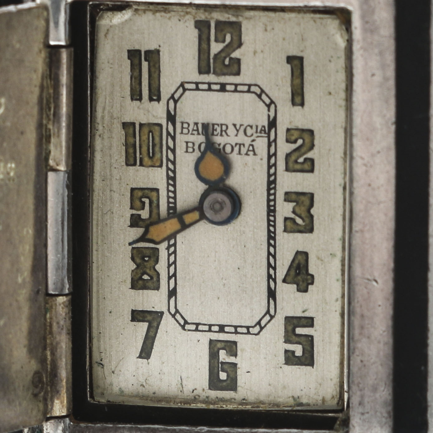 Bauer Y Cia 0.935 Silver Pendant Watch With Black and Red Enamel