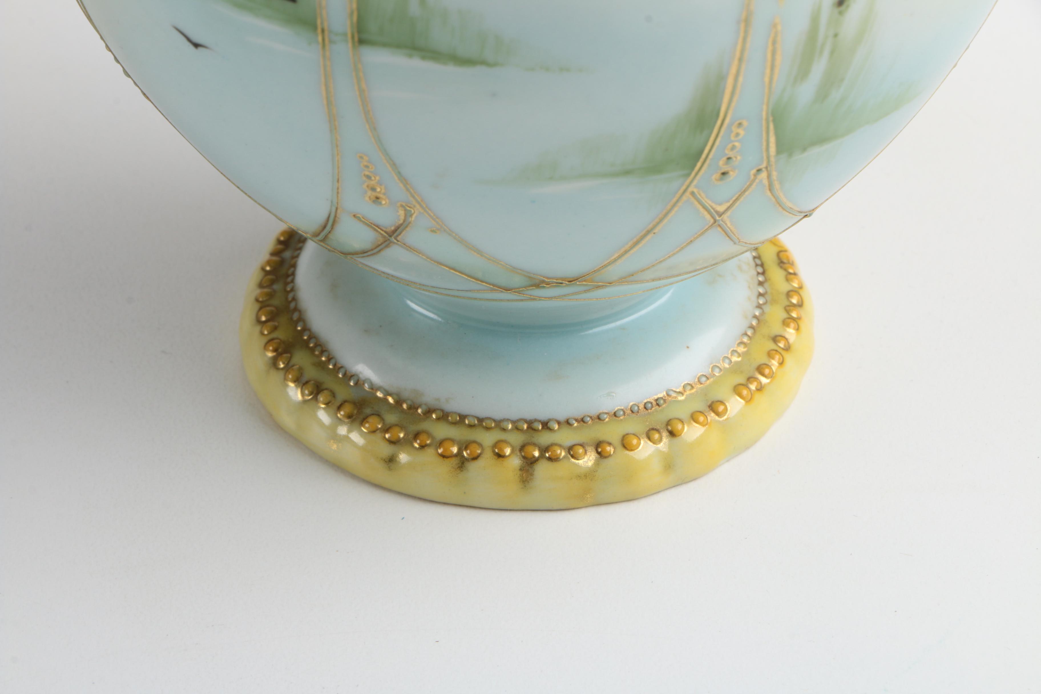 Vintage Hand Painted Nippon Handled Urn Vase