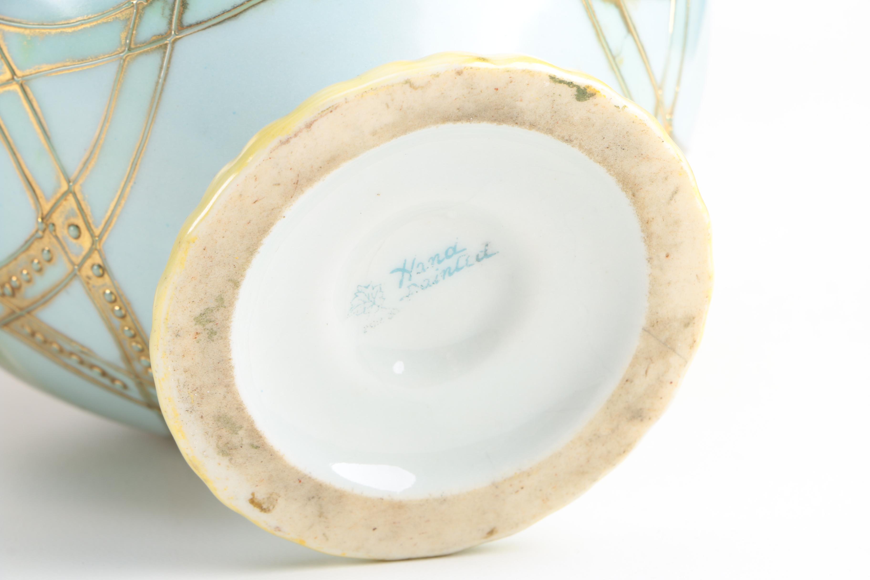 Vintage Hand Painted Nippon Handled Urn Vase