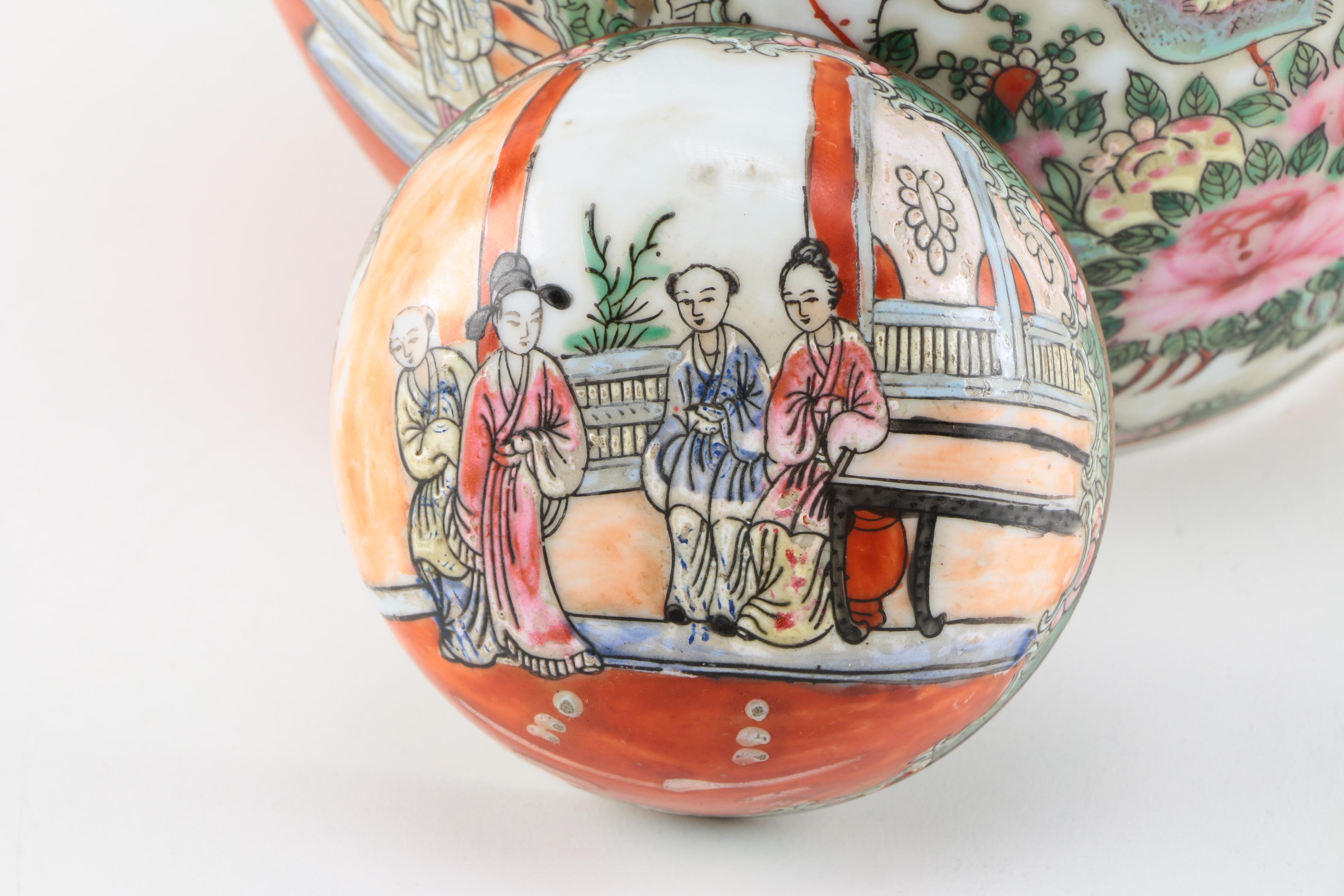 Vintage Chinese Rose Medallion Lidded Urn with Wooden Stand